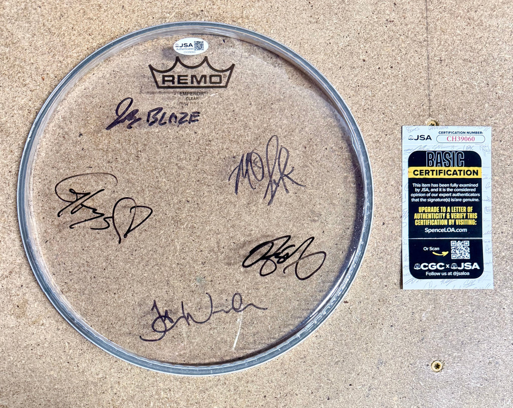 band-the-elevaters-autographed-signed-remo-drumhead-jsa-coa-jackson-blaze-link