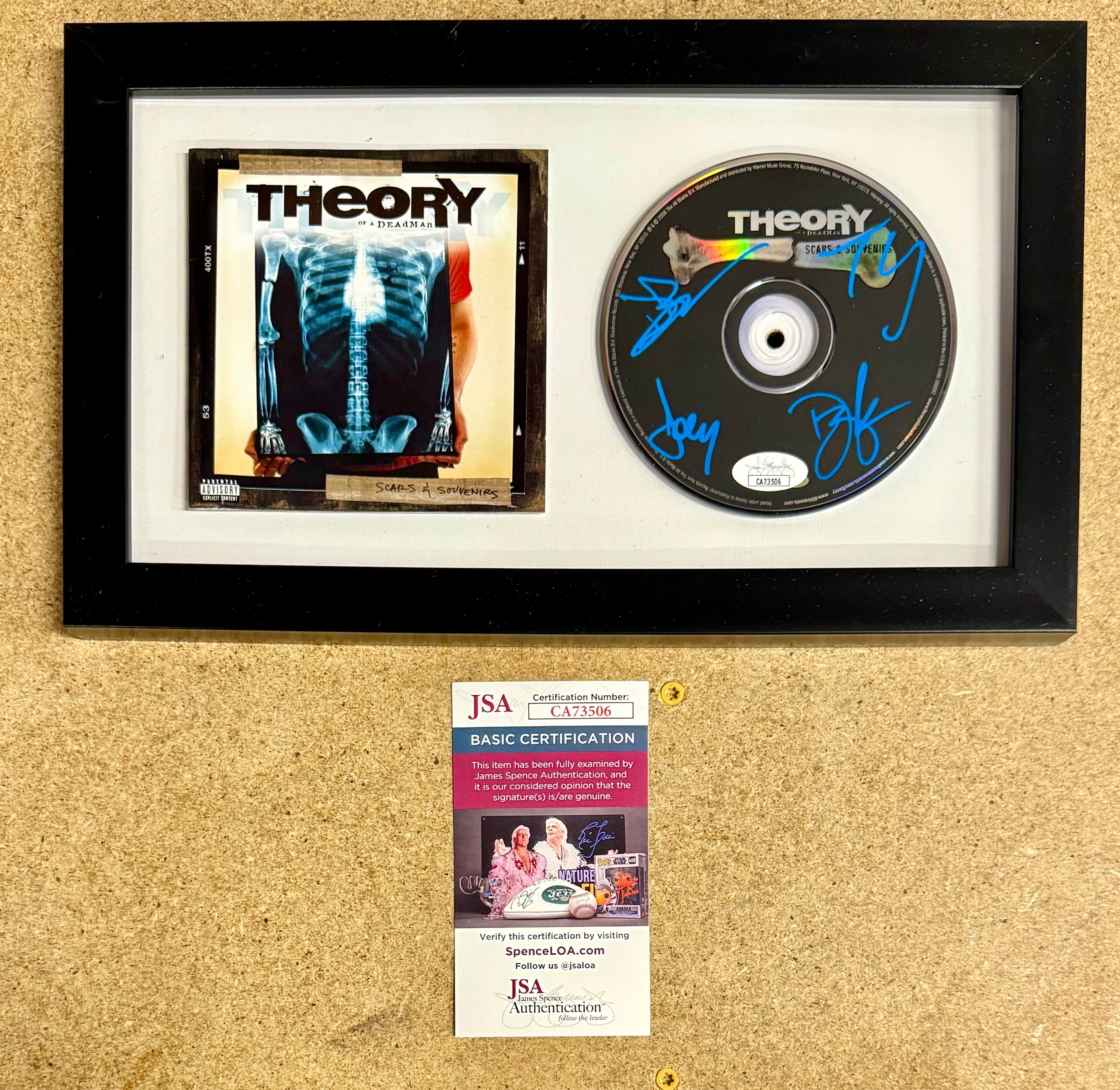 Theory Of A Deadman Complete Band Signed Scars & Souvenirs Framed CD JSA COA