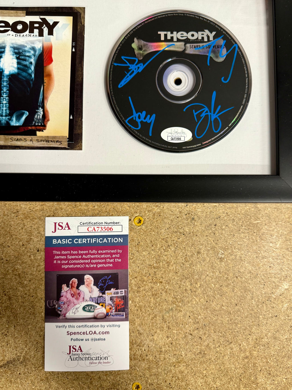 Theory Of A Deadman Complete Band Signed Scars & Souvenirs Framed CD JSA COA