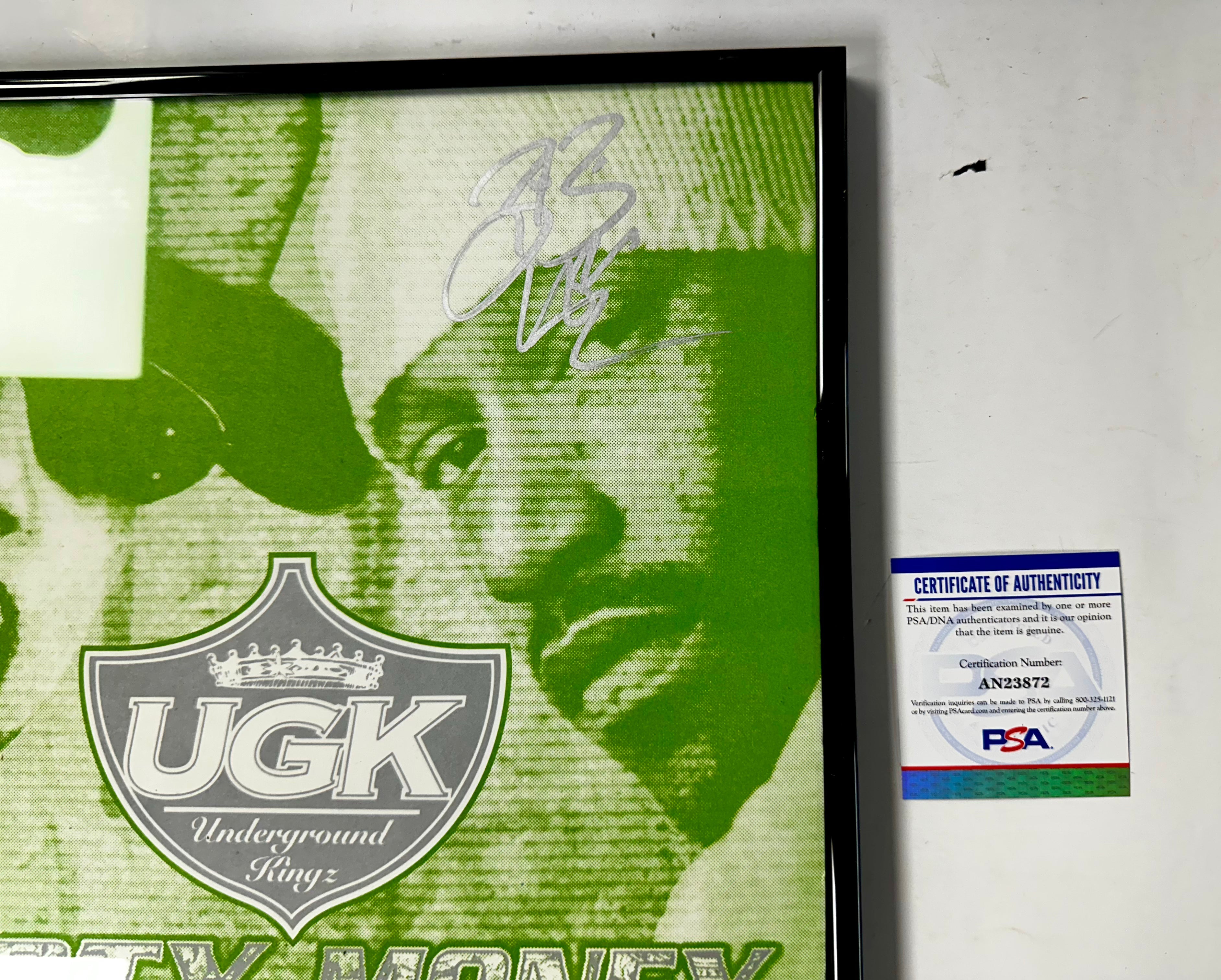 bun-b-autographed-signed-framed-ugk-dirty-money-vinyl-with-psa-dna-coa-choppin