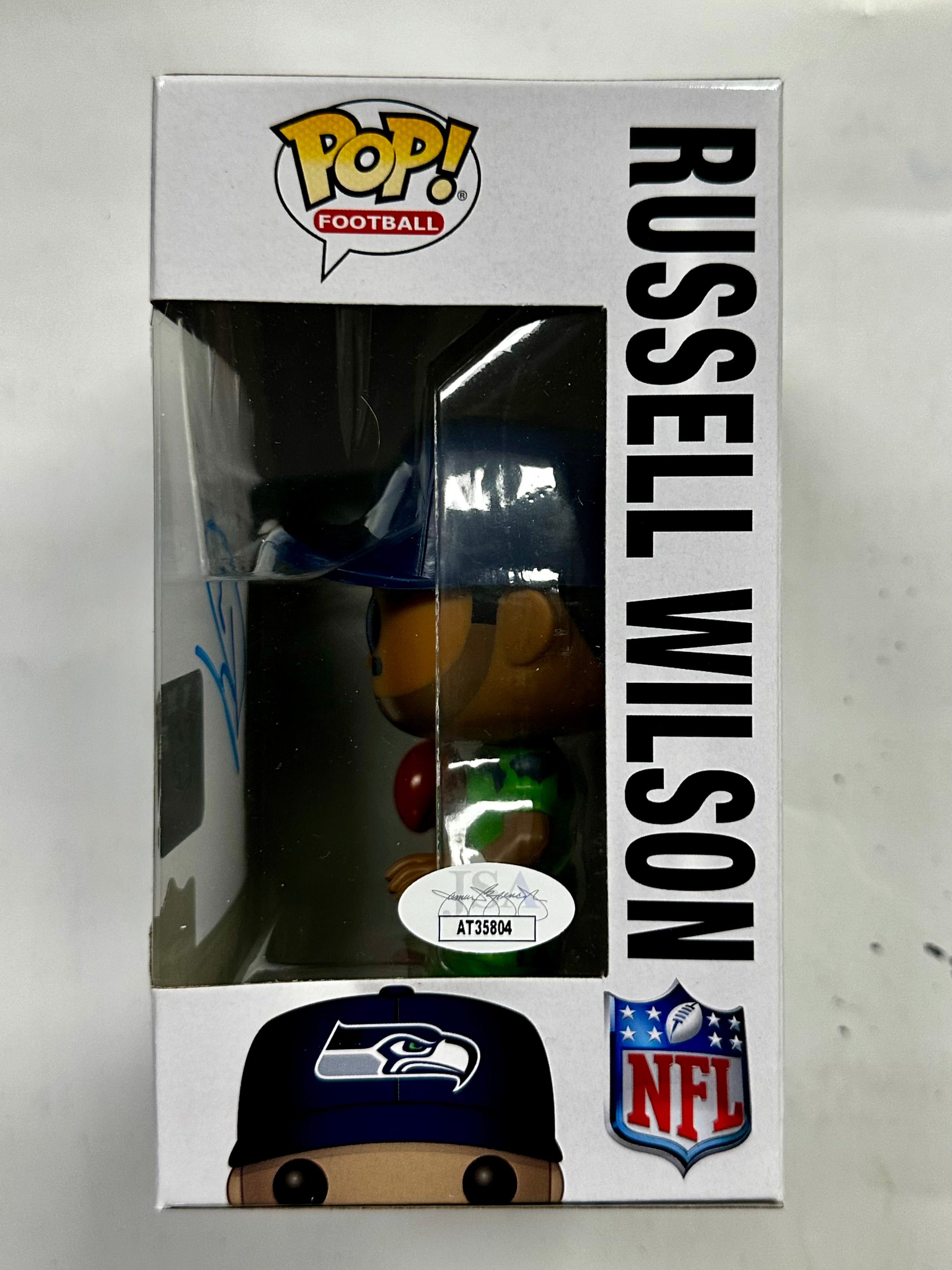 Russell Wilson Signed NFL Seattle Seahawks Funko Pop! #57 Steelers 2023 With JSA COA