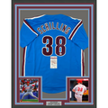 Framed Autographed/Signed Curt Schilling 35x39 Philadelphia Retro Blue Baseball Jersey JSA COA