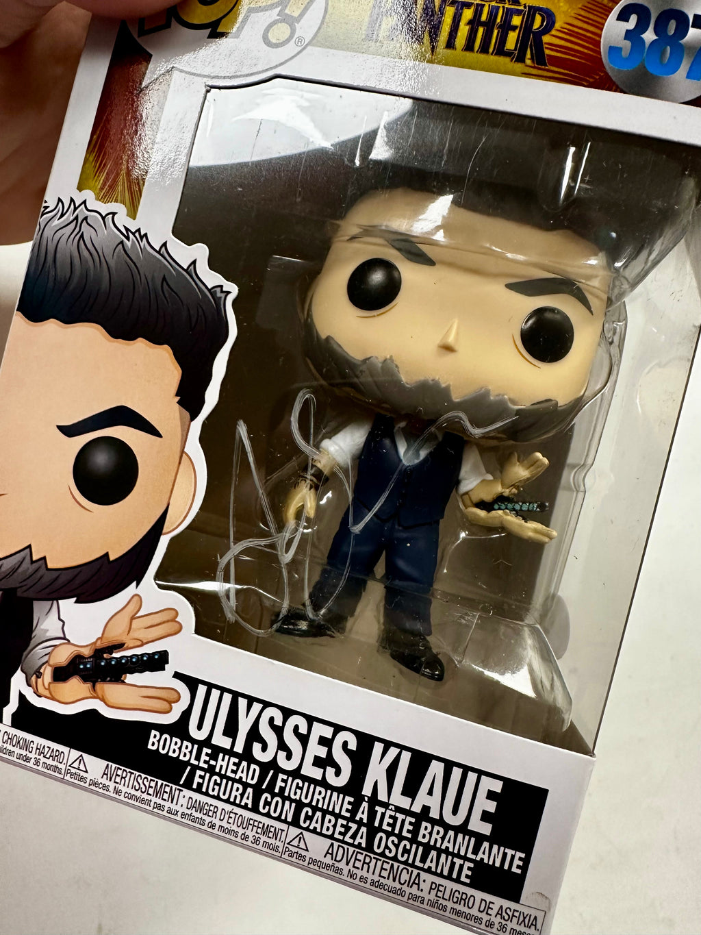 andy-serkis-signed-marvel-ulysses-klaue-2018-vaulted-funko-pop-387-jsa-coa