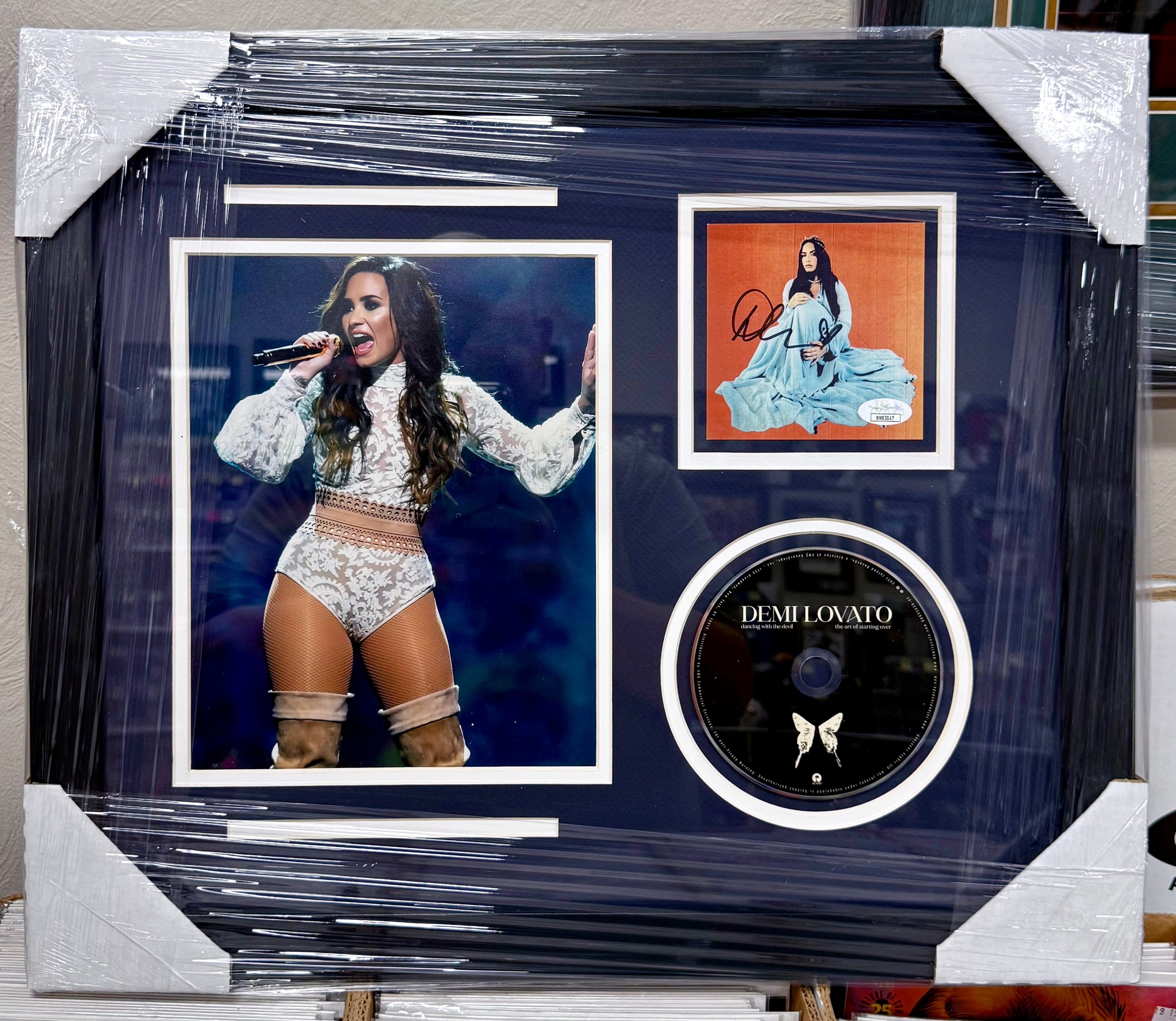 demi-lovato-signed-album-dancing-with-the-devil-custom-framed-insert-cd-with-jsa-coa