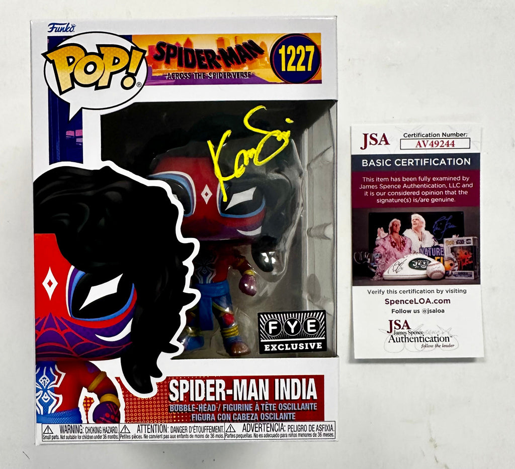 Karan Soni Signed (Deco) Spider-Man India Funko Pop! #1227 Across The Spider-Verse FYE Exclusive With JSA COA