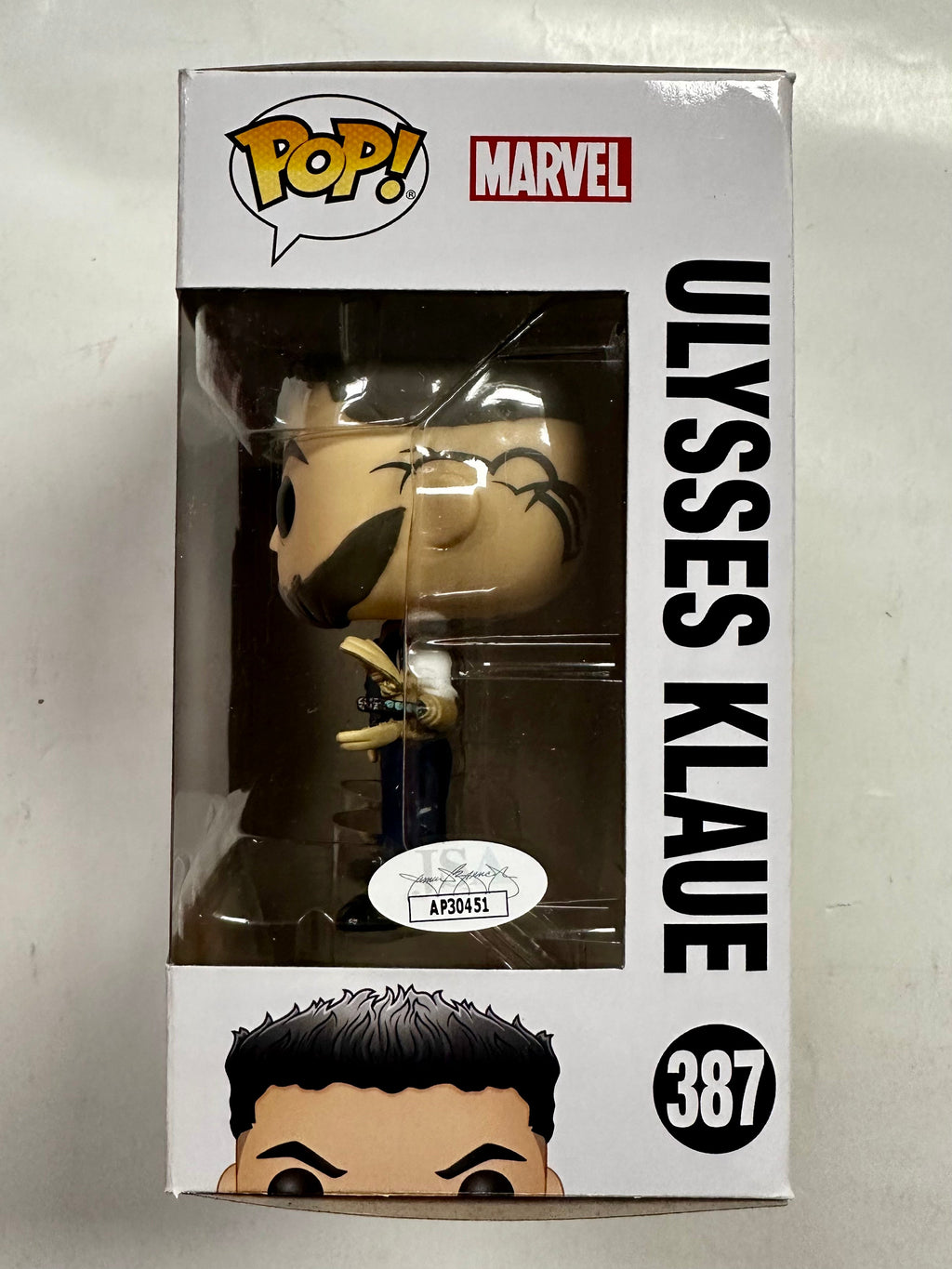 andy-serkis-signed-marvel-ulysses-klaue-2018-vaulted-funko-pop-387-jsa-coa