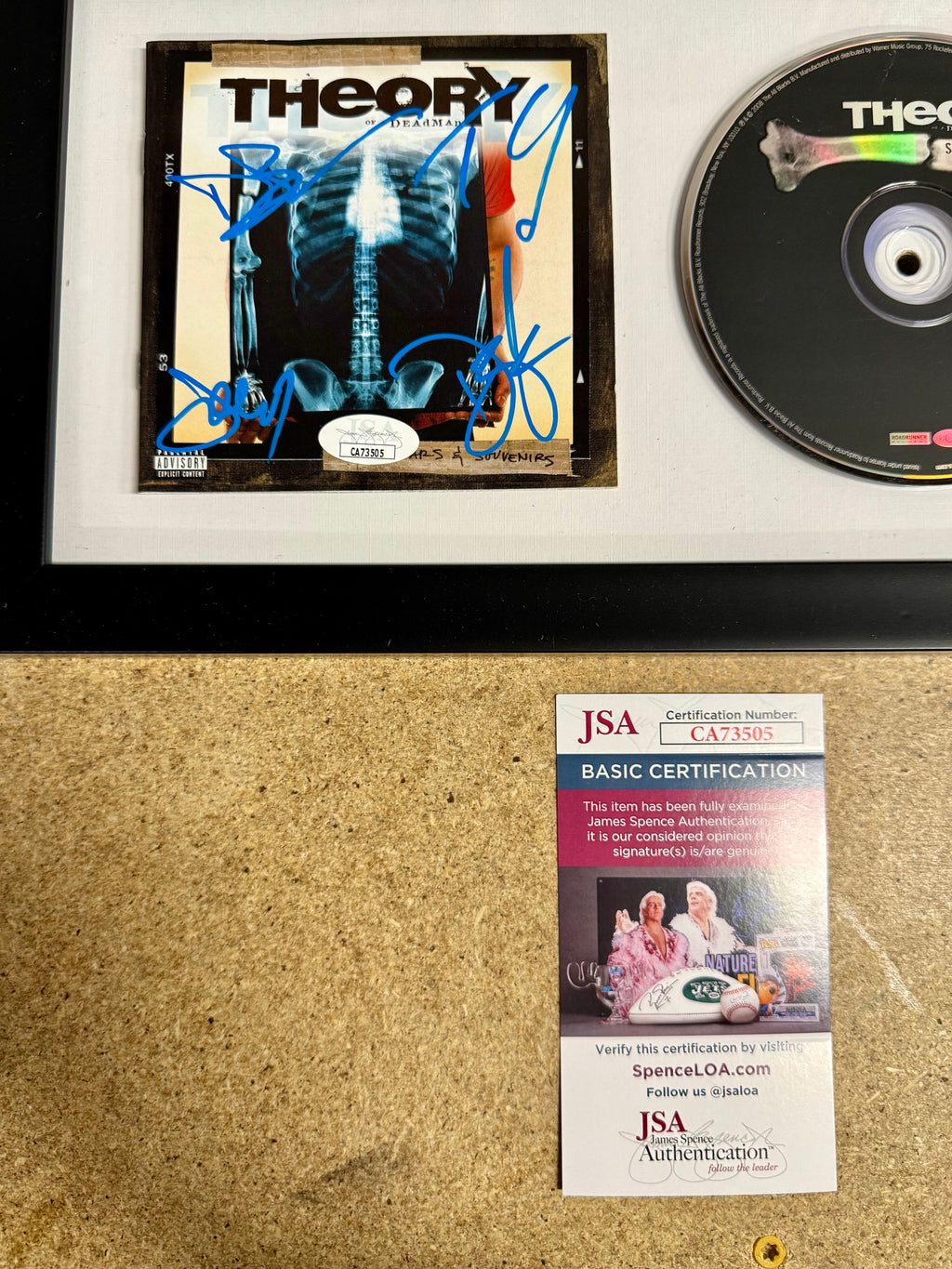 Theory Of A Deadman Complete Band Signed Scars & Souvenirs Framed CD Booklet With JSA COA