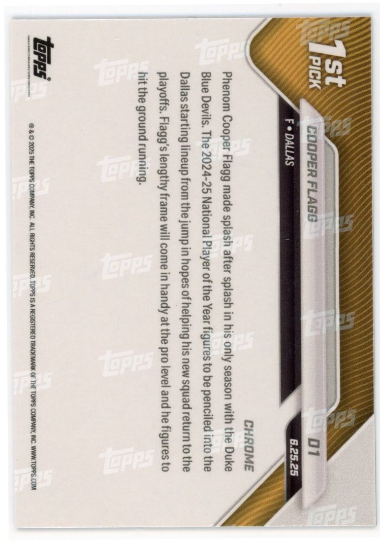 2025-topps-now-cooper-flagg-d1-gold-chrome-50-dallas-mavericks-rookie-rc-basketball-card
