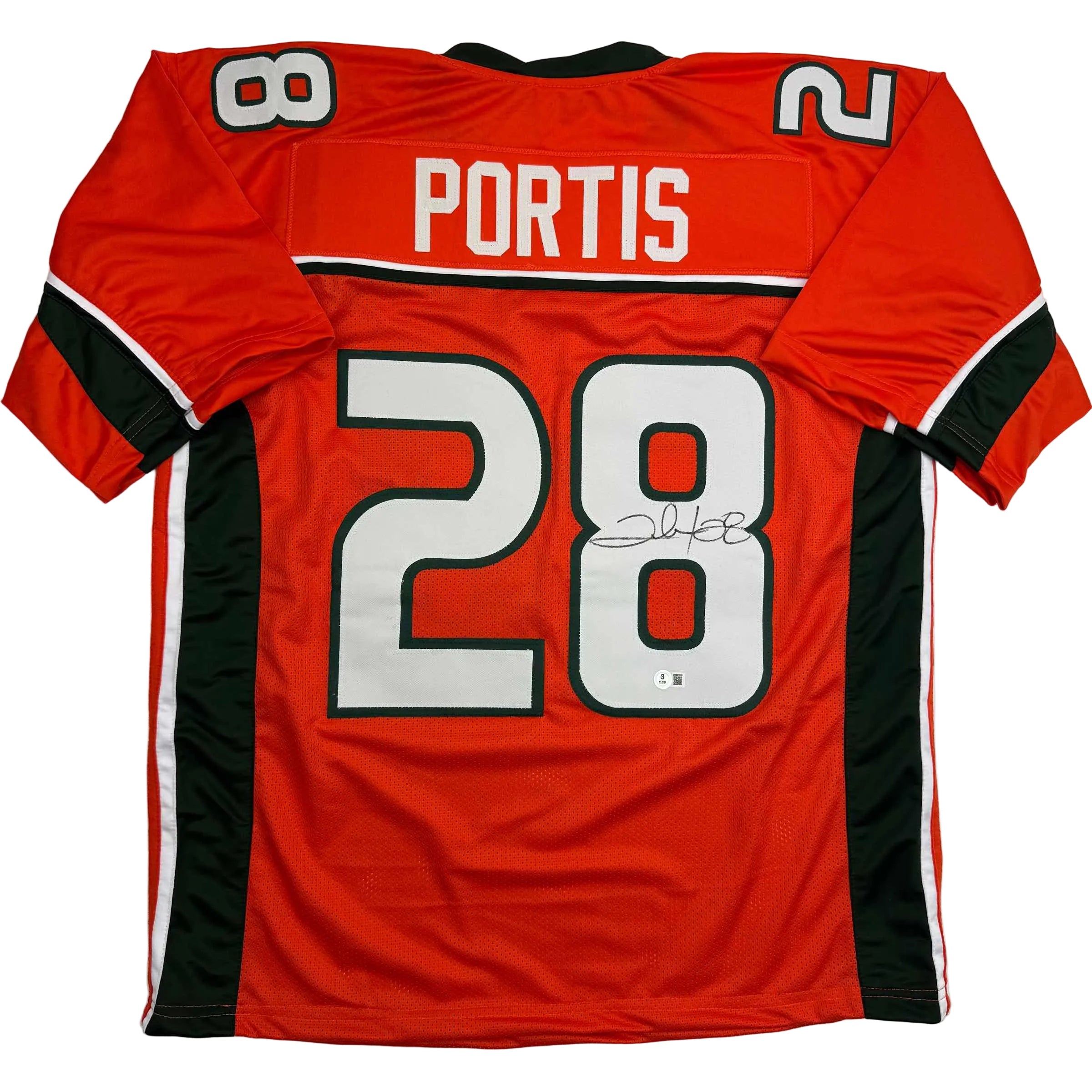 autographed-signed-clinton-portis-miami-orange-college-football-jersey-beckett-bas-coa