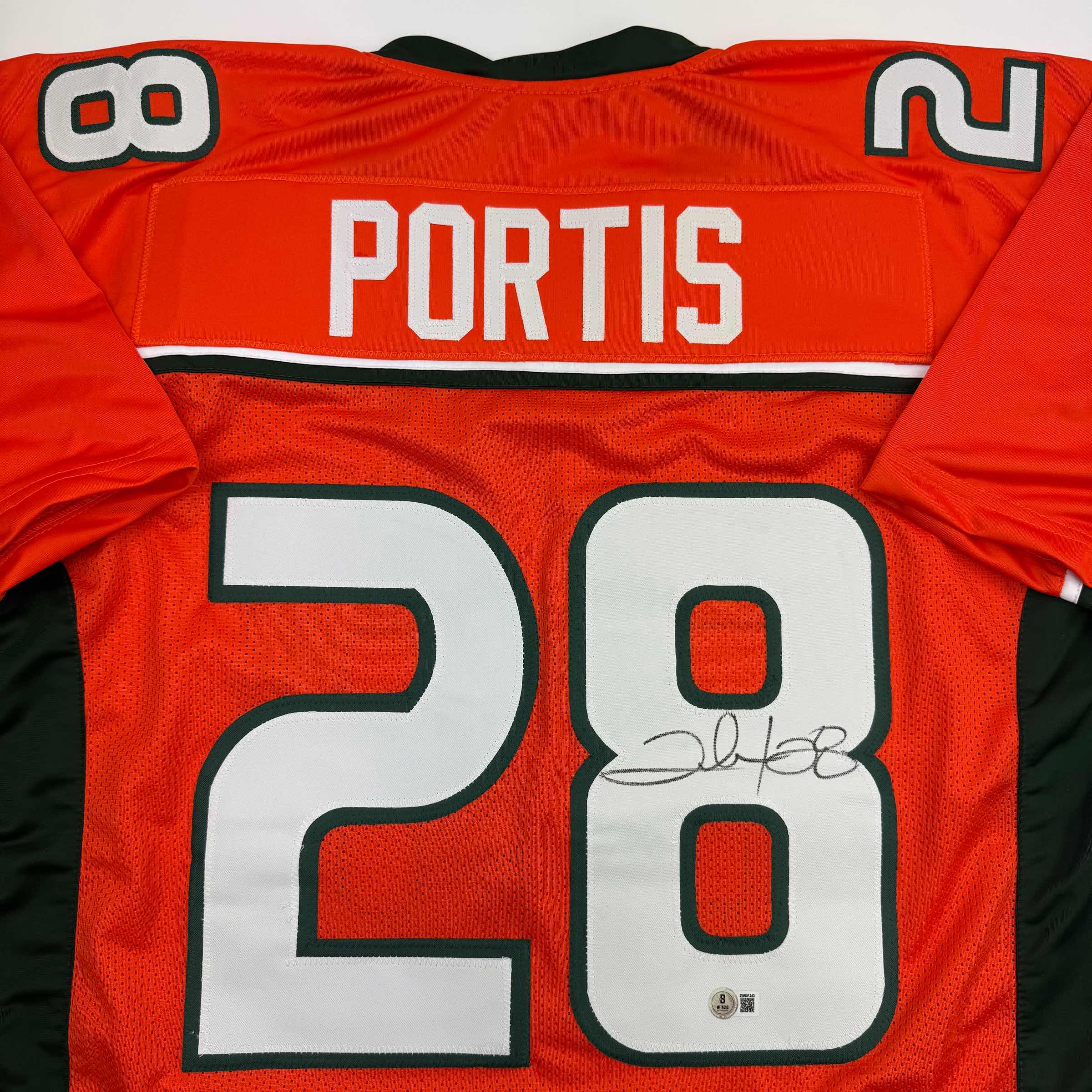 autographed-signed-clinton-portis-miami-orange-college-football-jersey-beckett-bas-coa