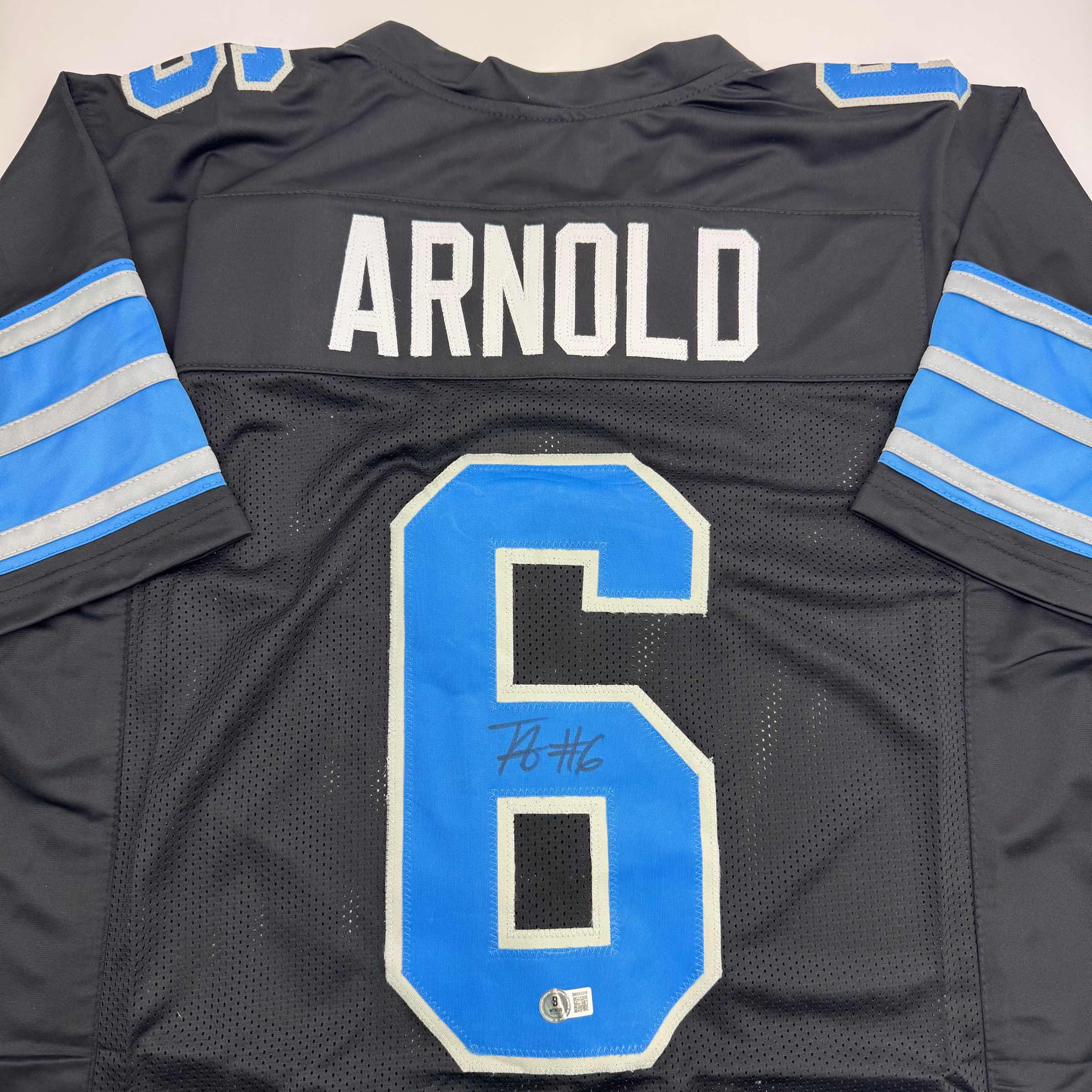 autographed-signed-terrion-arnold-detroit-black-football-jersey-beckett-bas-coa
