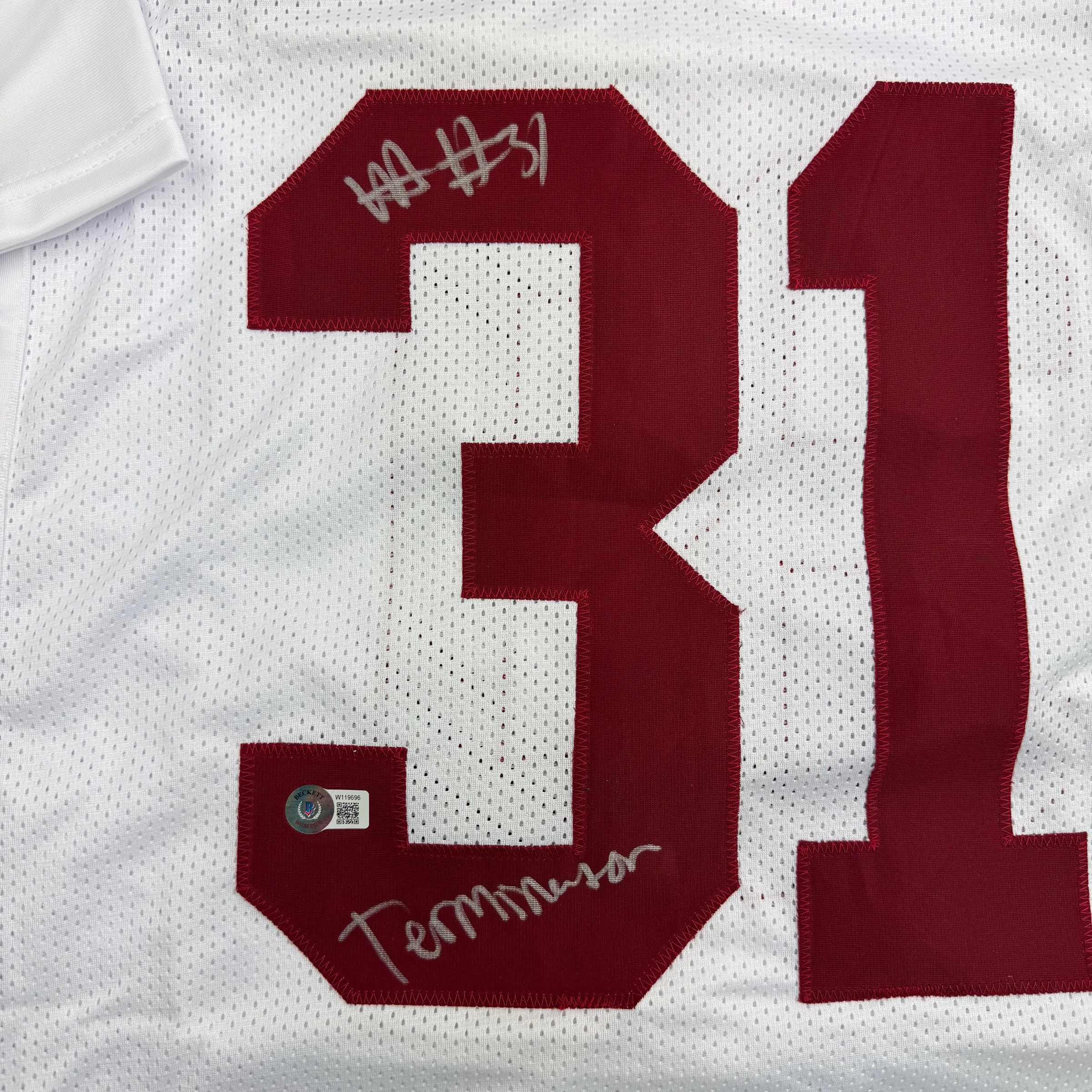 autographed-signed-will-anderson-terminator-alabama-white-college-football-jersey-beckett-bas-coa
