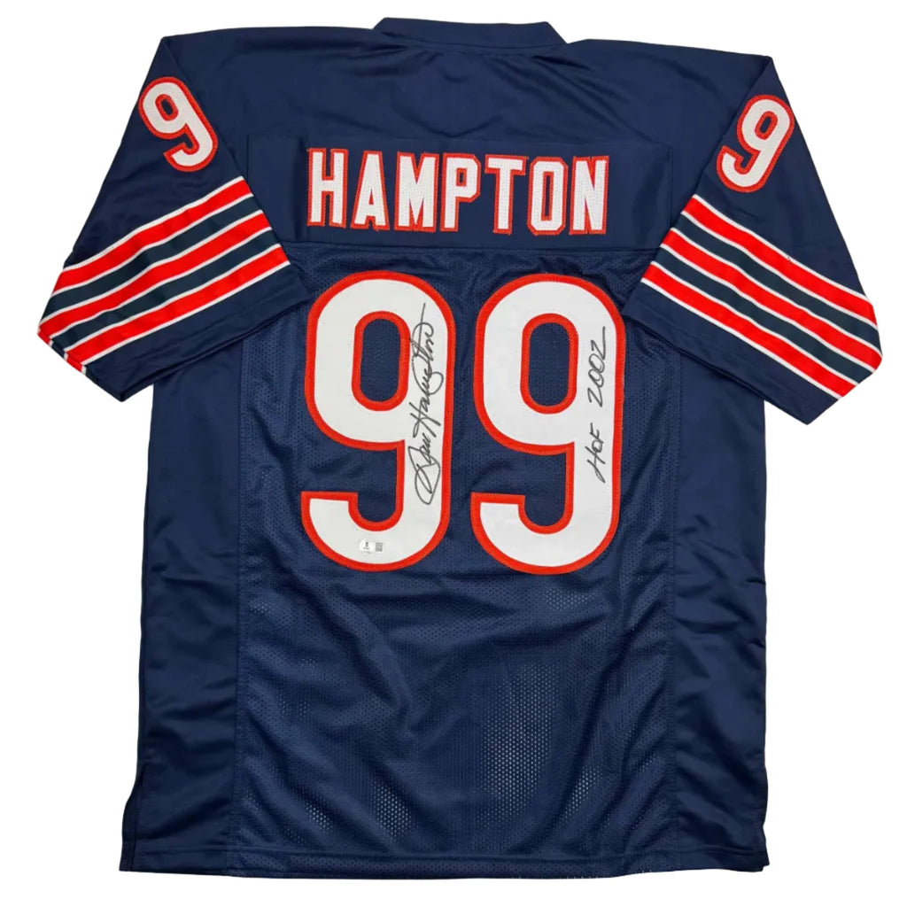 autographed-signed-dan-hampton-hof-2002-chicago-blue-football-jersey-beckett-bas-coa