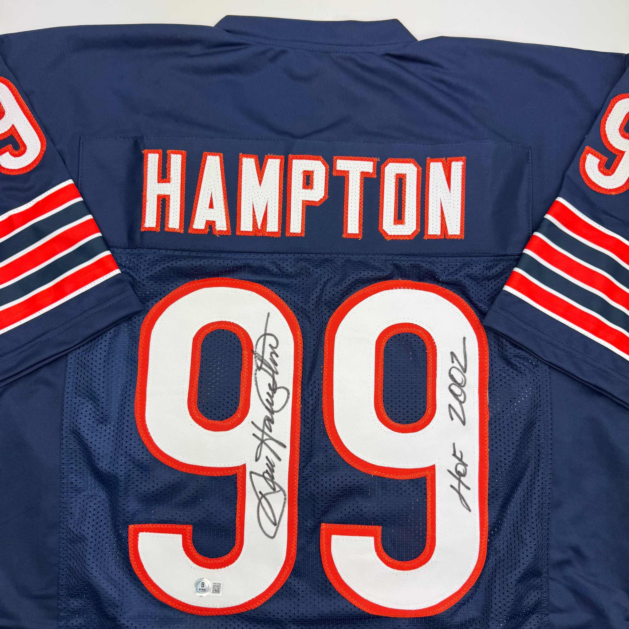 autographed-signed-dan-hampton-hof-2002-chicago-blue-football-jersey-beckett-bas-coa