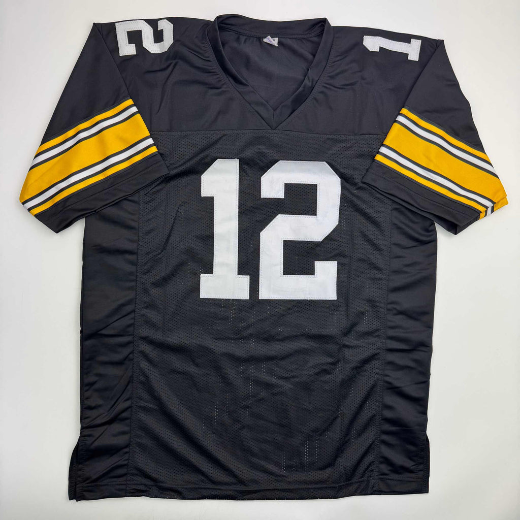 autographed-signed-terry-bradshaw-pittsburgh-black-football-jersey-beckett-bas-coa
