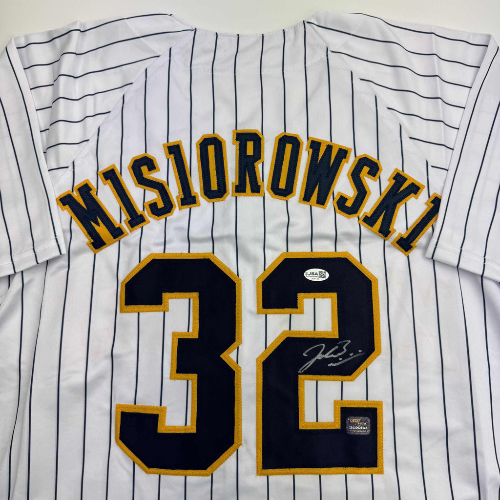 autographed-signed-jacob-misiorowski-milwaukee-pinstripe-baseball-jersey-jsa-coa