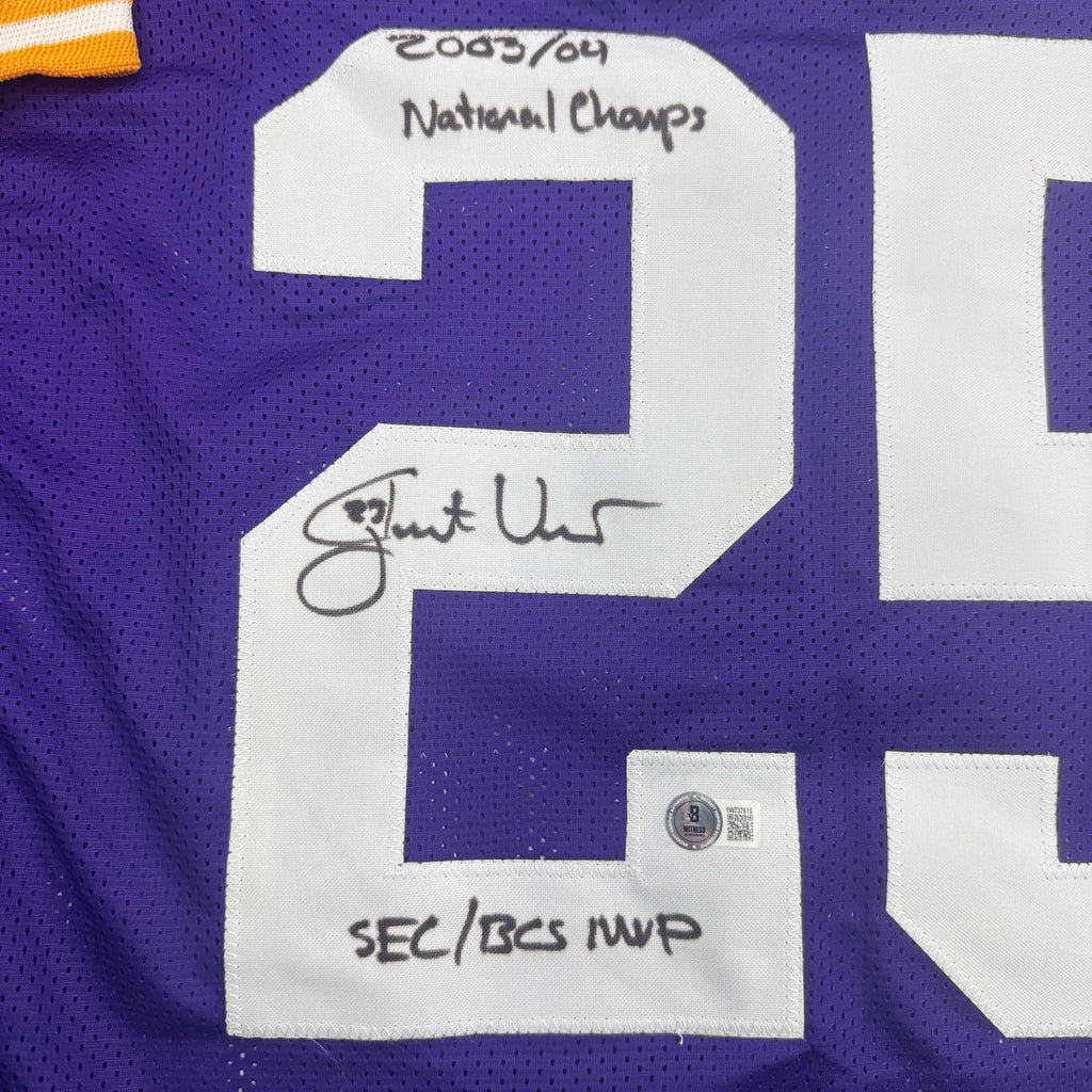autographed-signed-justin-vincent-lsu-purple-college-football-jersey-beckett-bas-coa