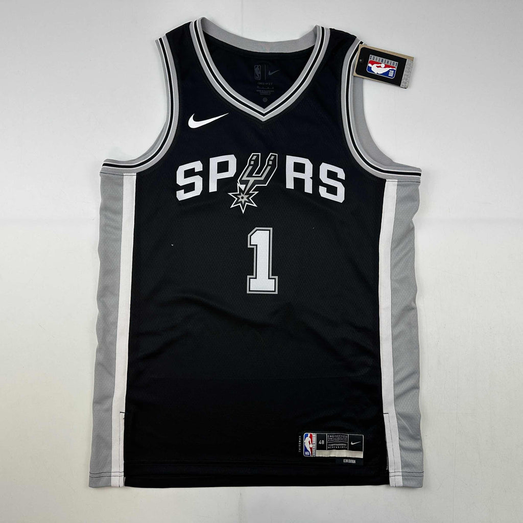autographed-signed-victor-wembanyama-san-antonio-spurs-black-authentic-swingman-basketball-jersey-fanatics-coa