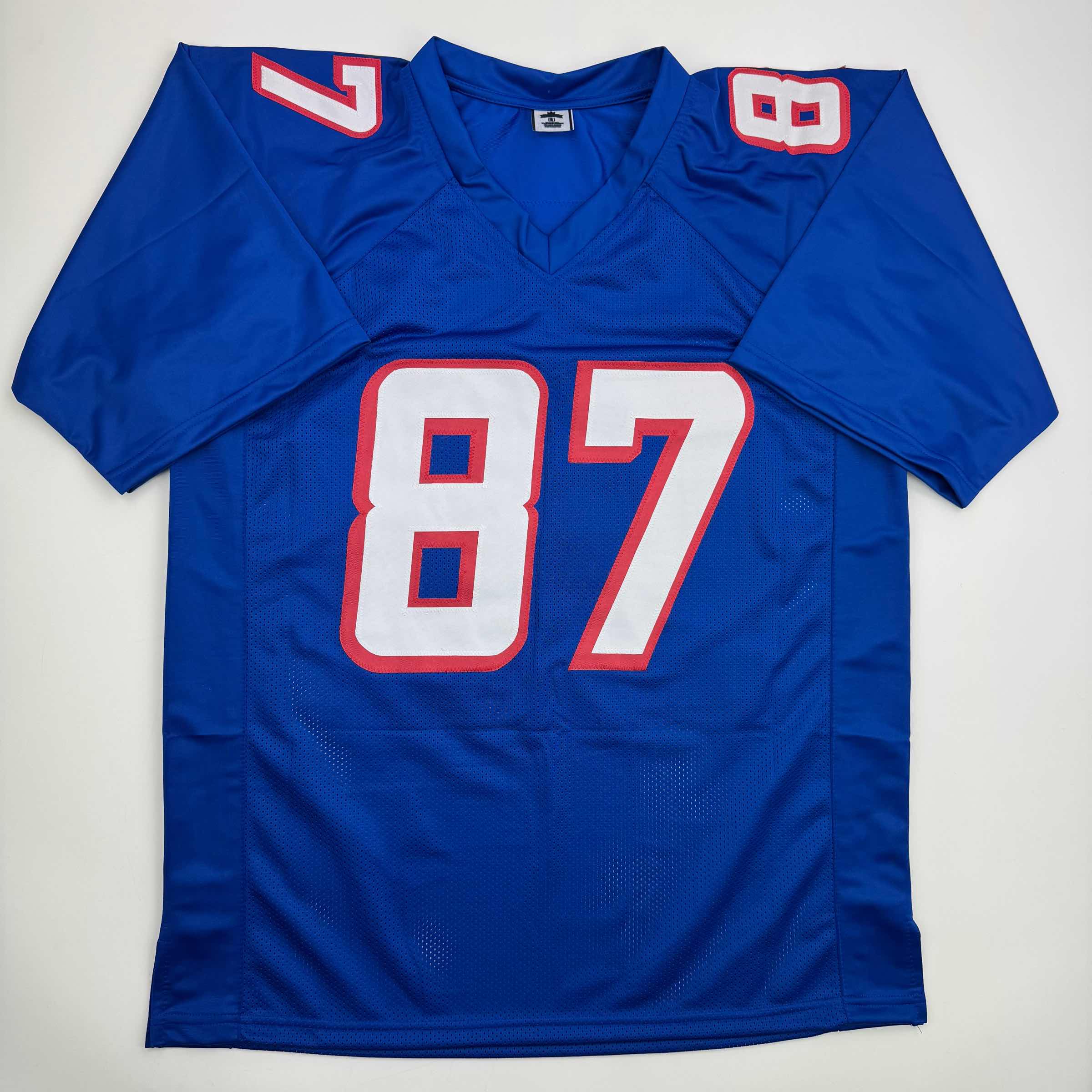autographed-signed-ben-coates-new-england-blue-football-jersey-beckett-bas-coa