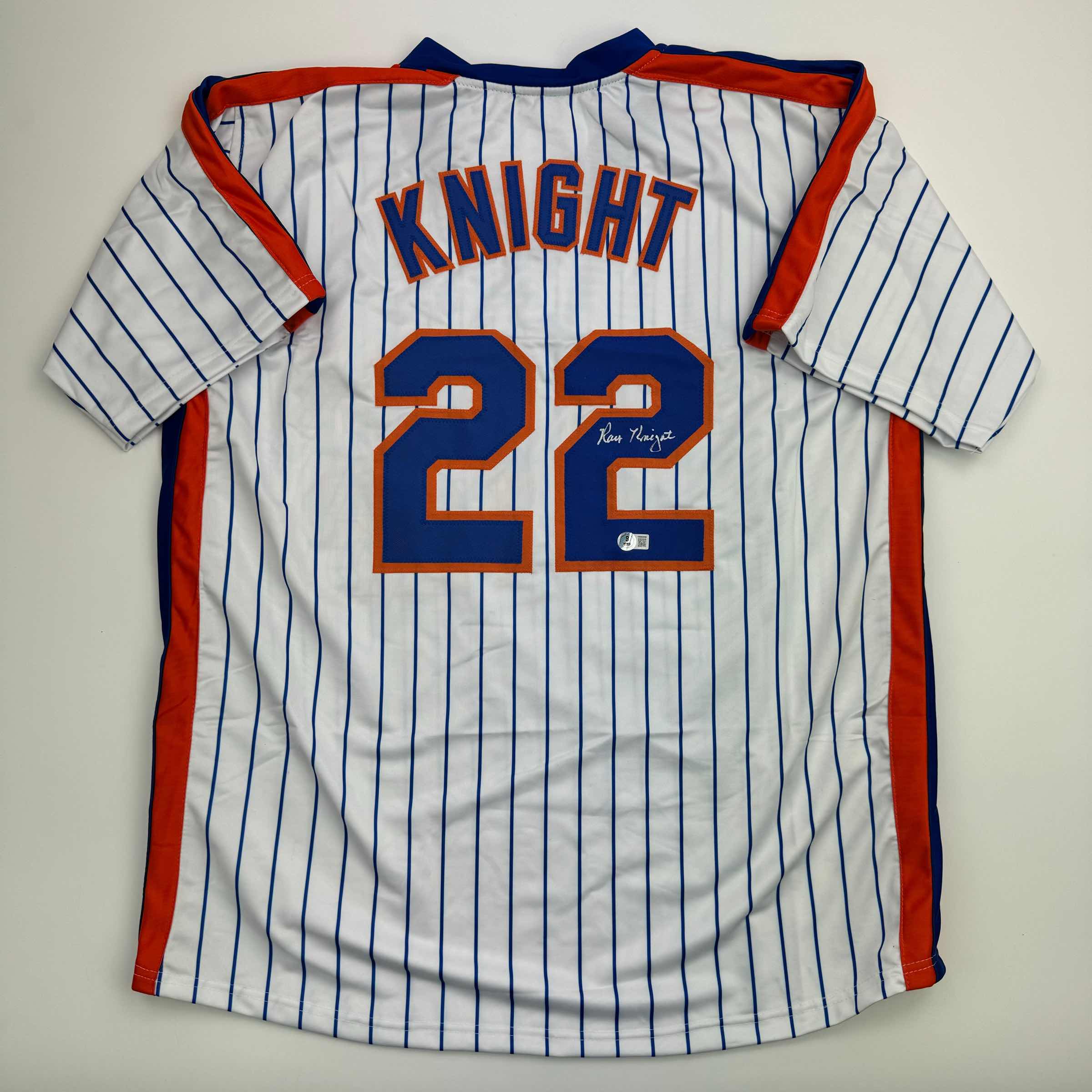 autographed-signed-ray-knight-new-york-pinstripe-baseball-jersey-beckett-bas-coa