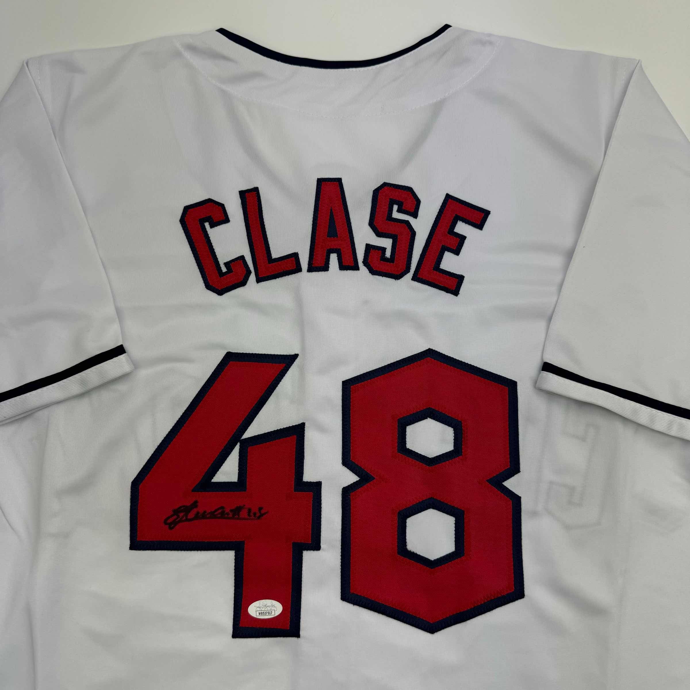 autographed-signed-emmanuel-clase-cleveland-white-baseball-jersey-jsa-coa