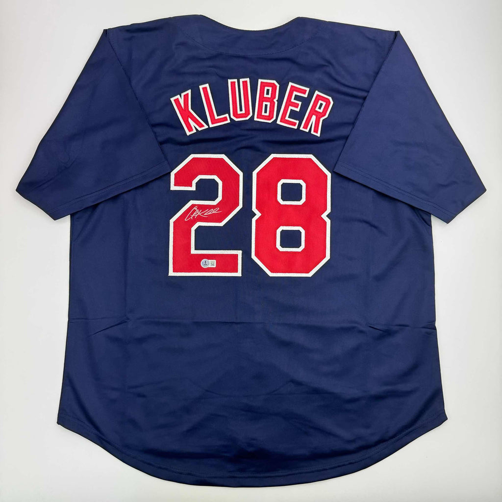 autographed-signed-corey-kluber-cleveland-blue-baseball-jersey-beckett-bas-coa