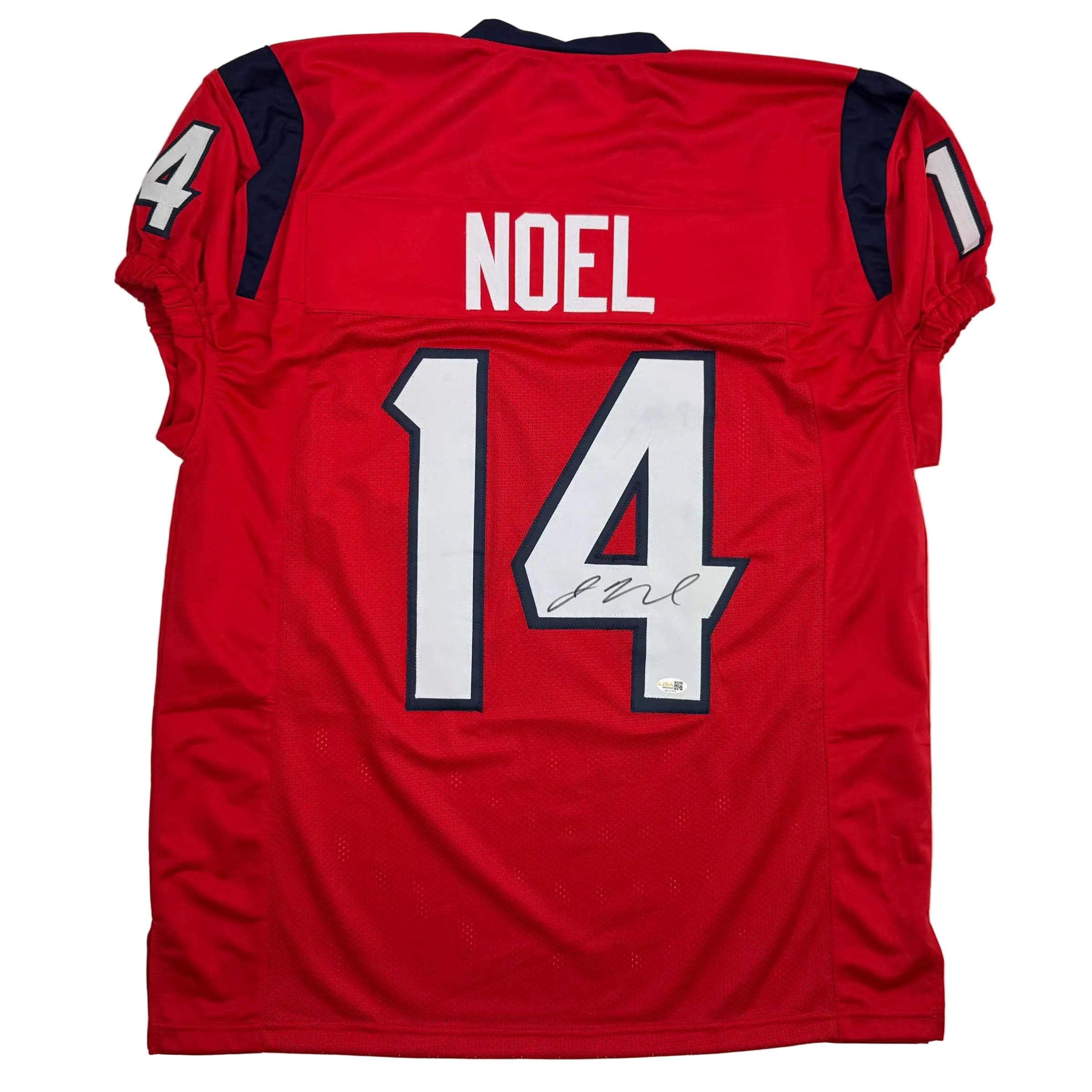 autographed-signed-jaylin-noel-houston-red-football-jersey-jsa-coa
