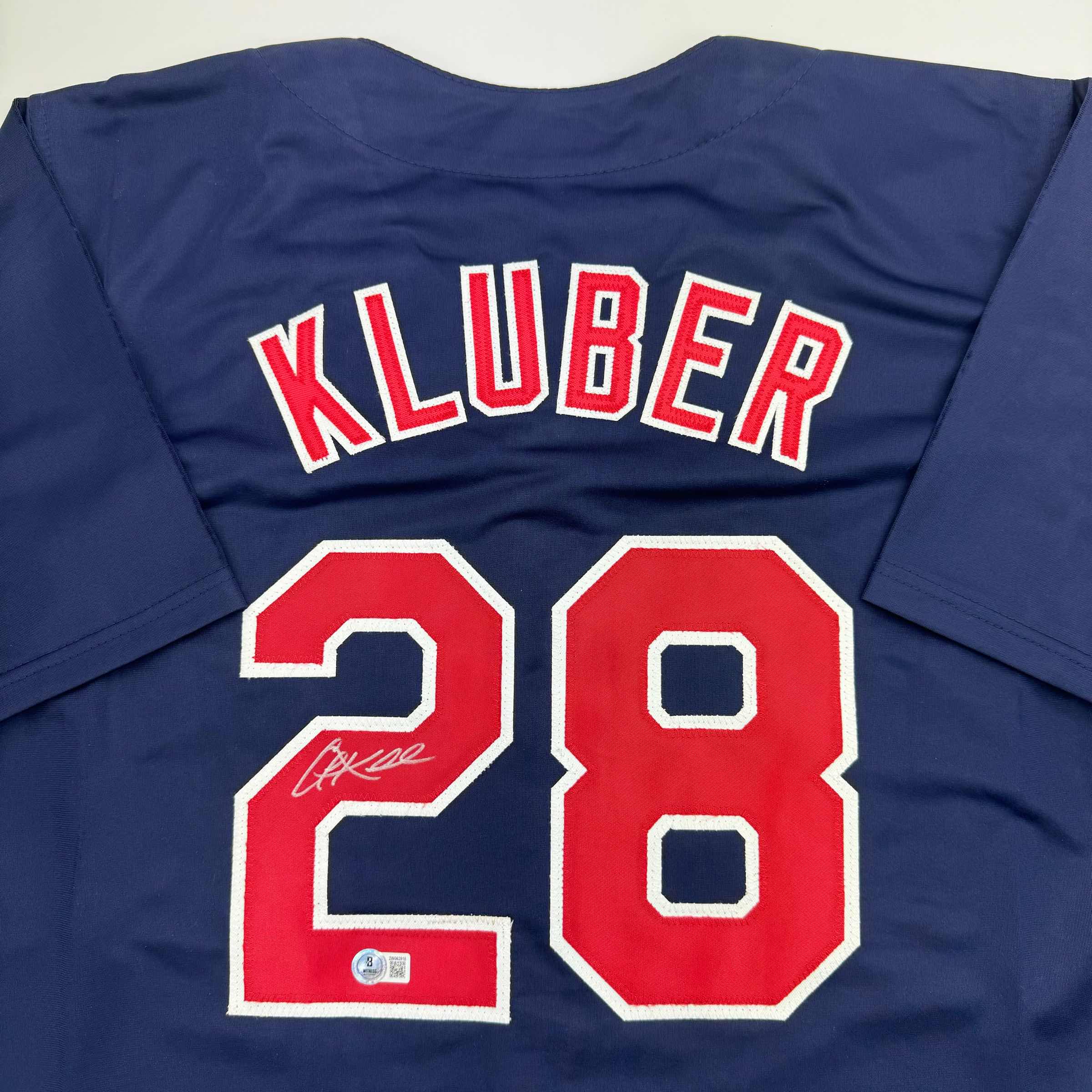autographed-signed-corey-kluber-cleveland-blue-baseball-jersey-beckett-bas-coa