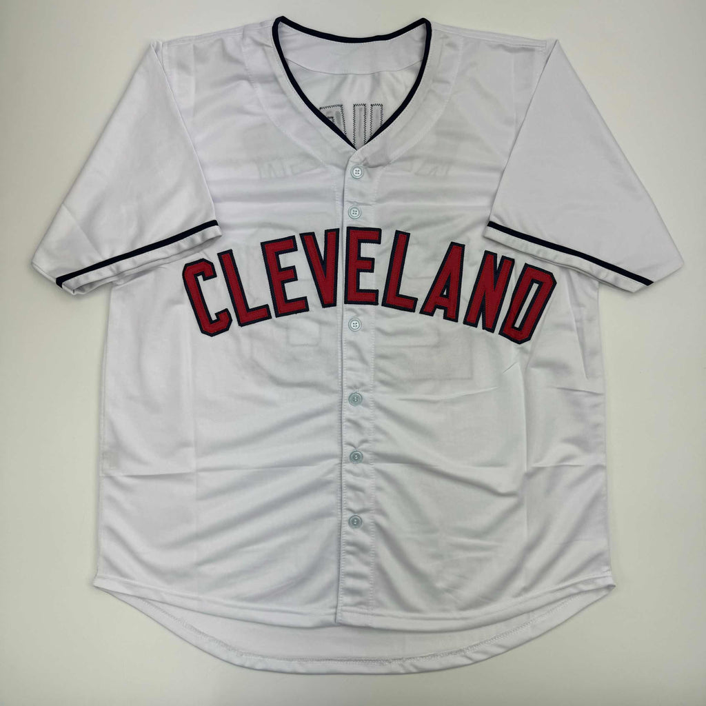 autographed-signed-corey-kluber-cleveland-white-baseball-jersey-beckett-bas-coa