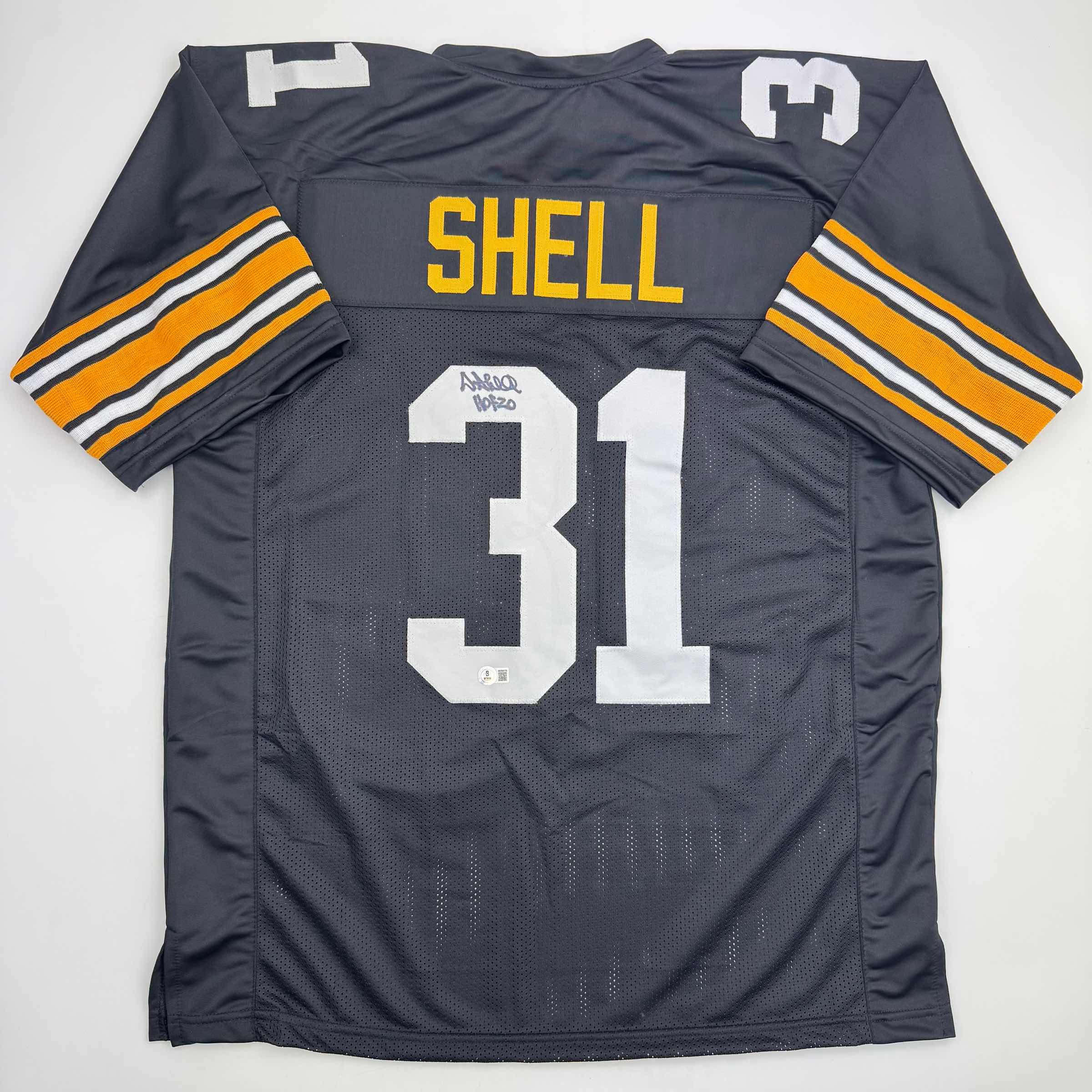 autographed-signed-donnie-shell-pittsburgh-black-football-jersey-jsa-coa