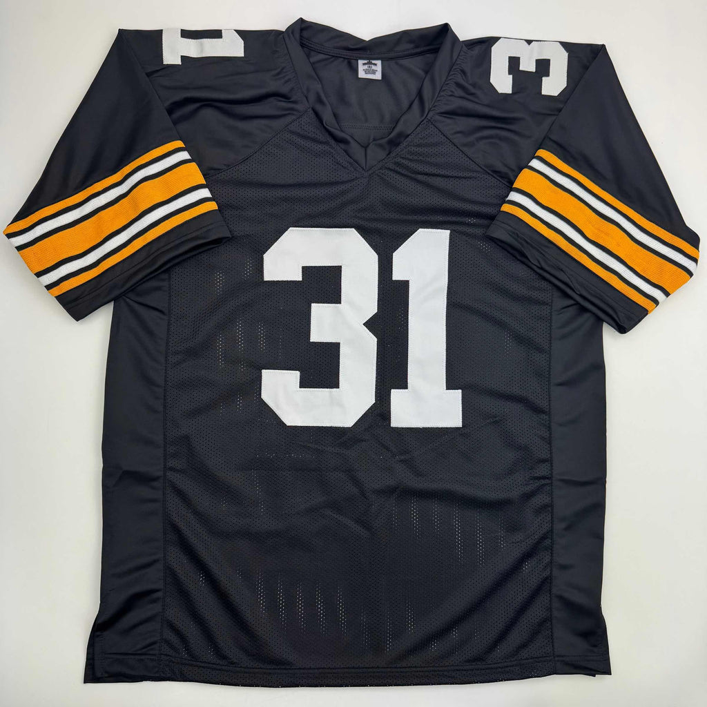 autographed-signed-donnie-shell-pittsburgh-black-football-jersey-jsa-coa