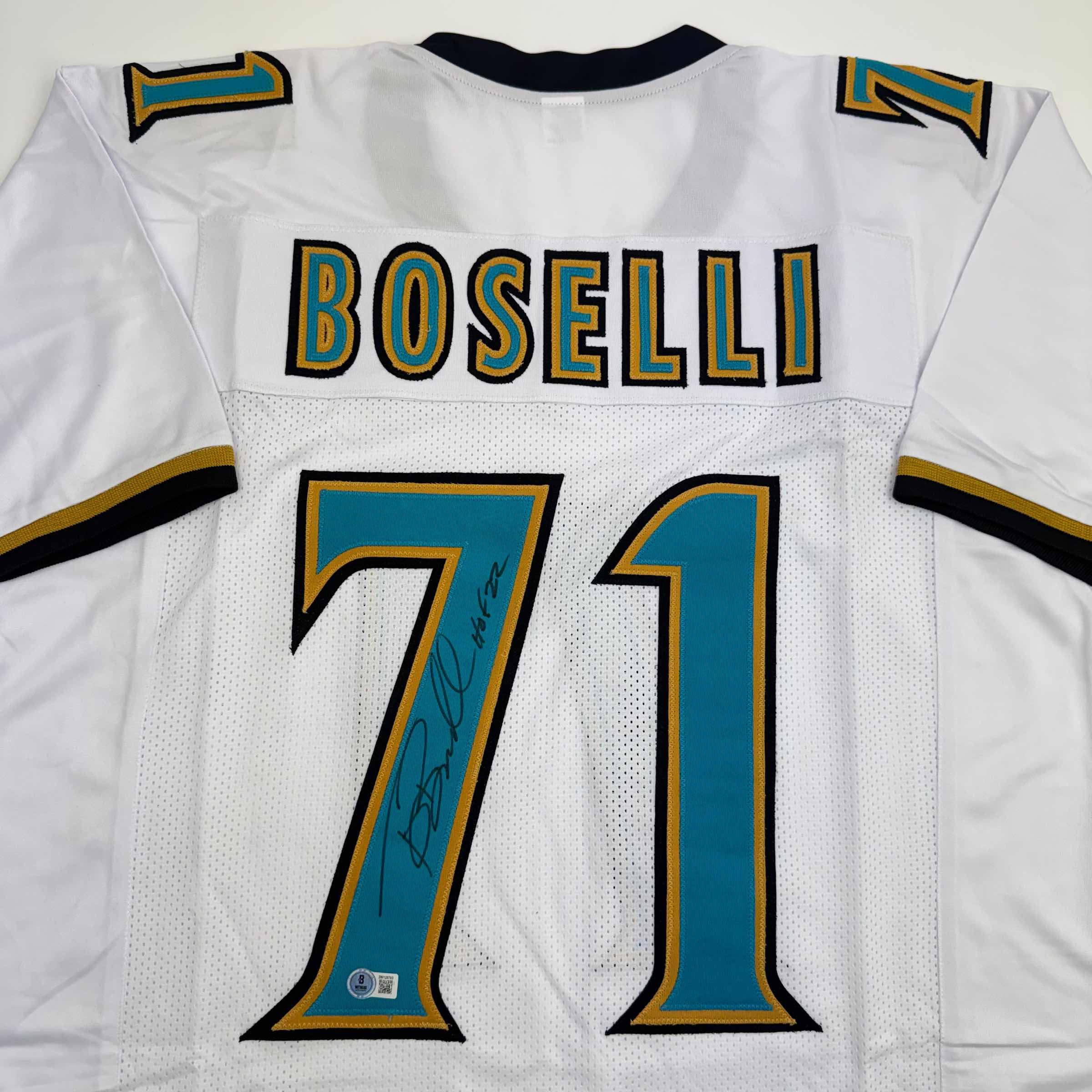 autographed-signed-tony-boselli-hof-22-jacksonville-white-football-jersey-beckett-bas-coa