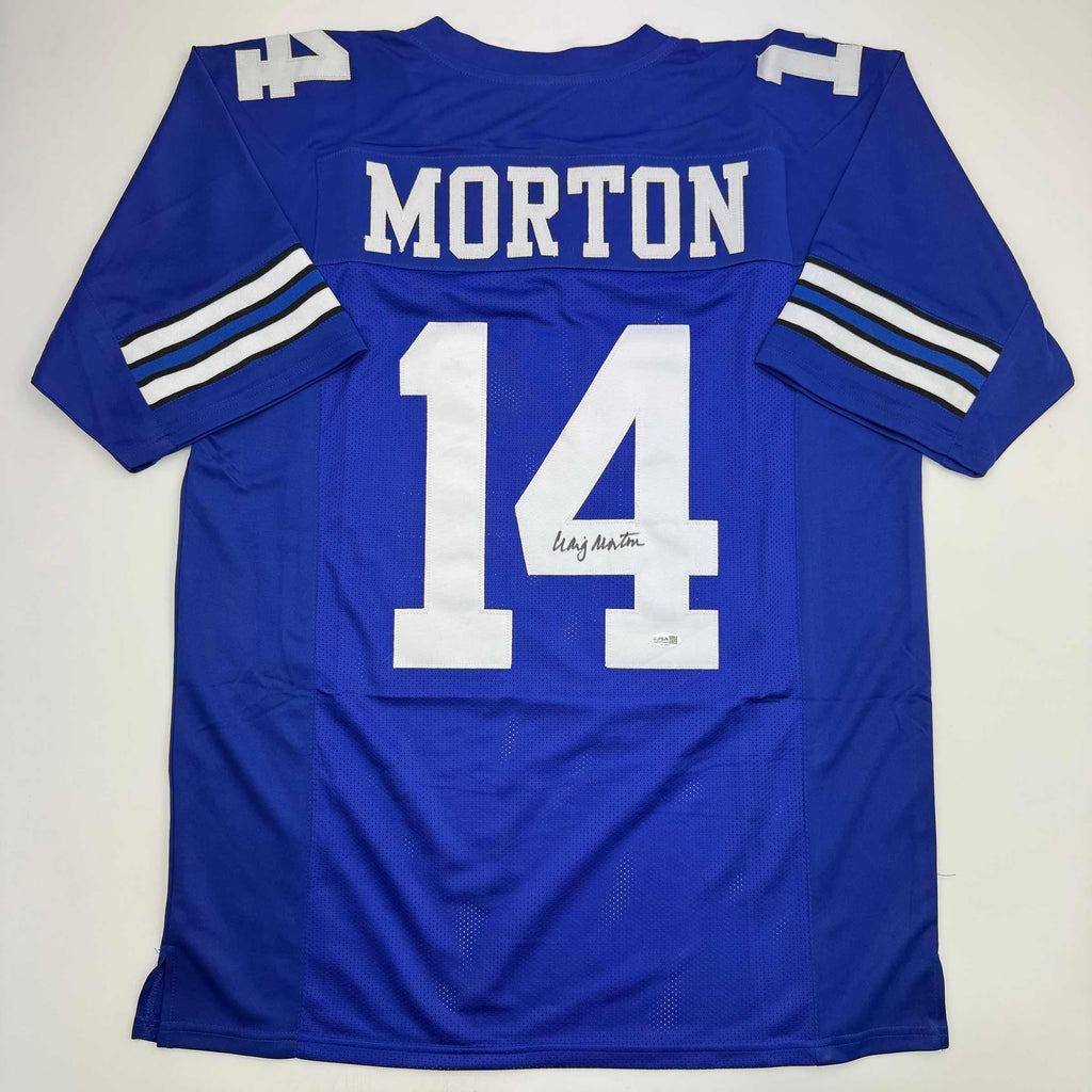 autographed-signed-craig-morton-dallas-blue-football-jersey-jsa-coa