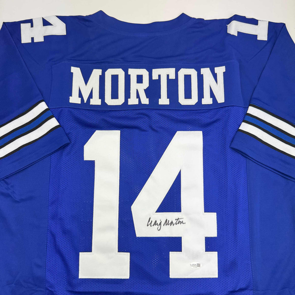 autographed-signed-craig-morton-dallas-blue-football-jersey-jsa-coa