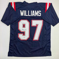 autographed-signed-milton-williams-new-england-blue-football-jersey-beckett-bas-coa