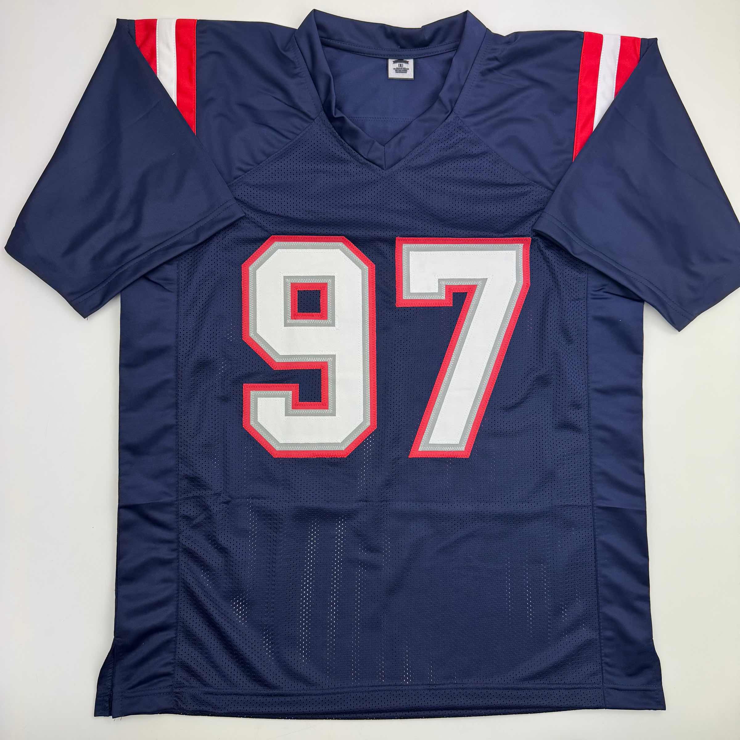 autographed-signed-milton-williams-new-england-blue-football-jersey-beckett-bas-coa