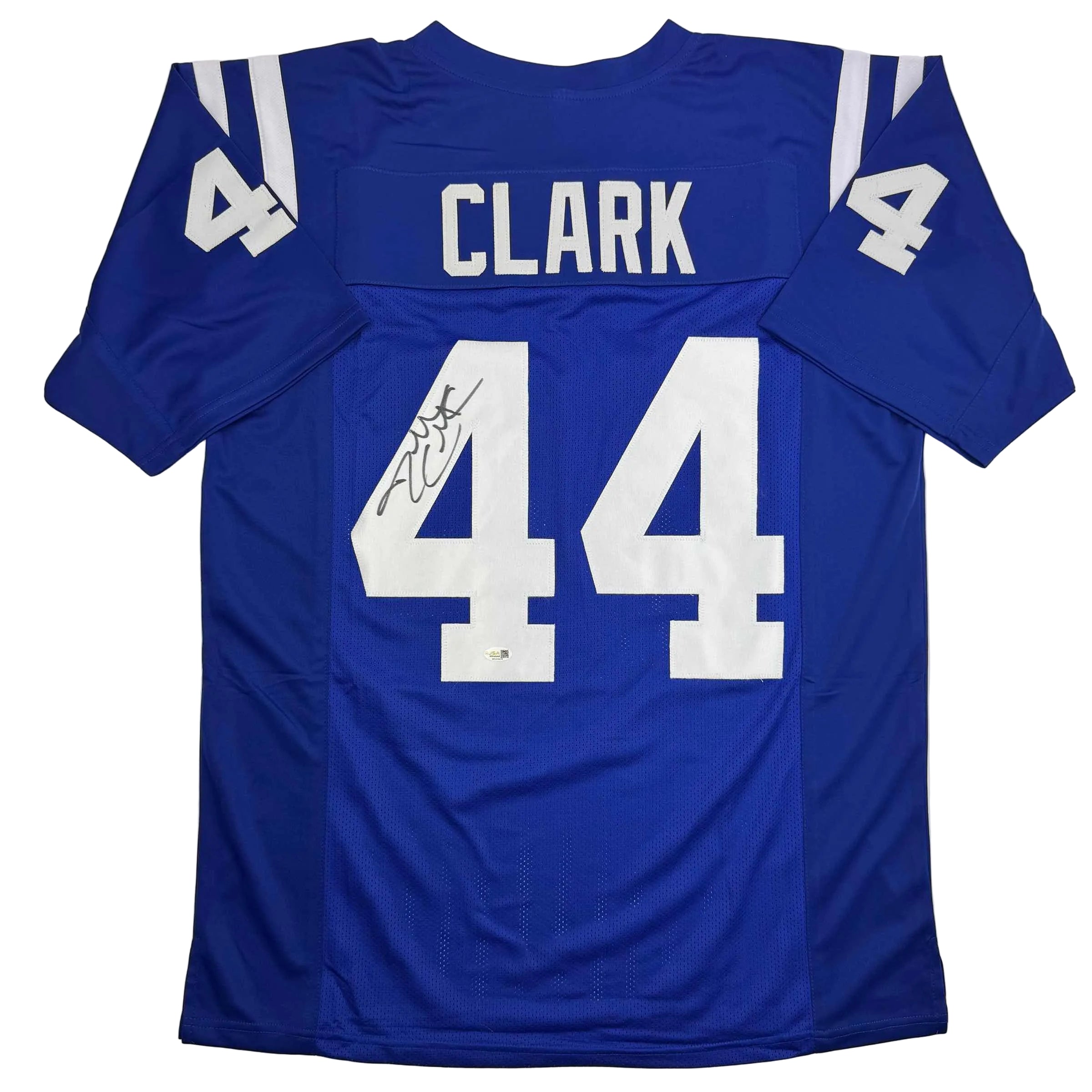 autographed-signed-dallas-clark-indianapolis-blue-football-jersey-jsa-coa