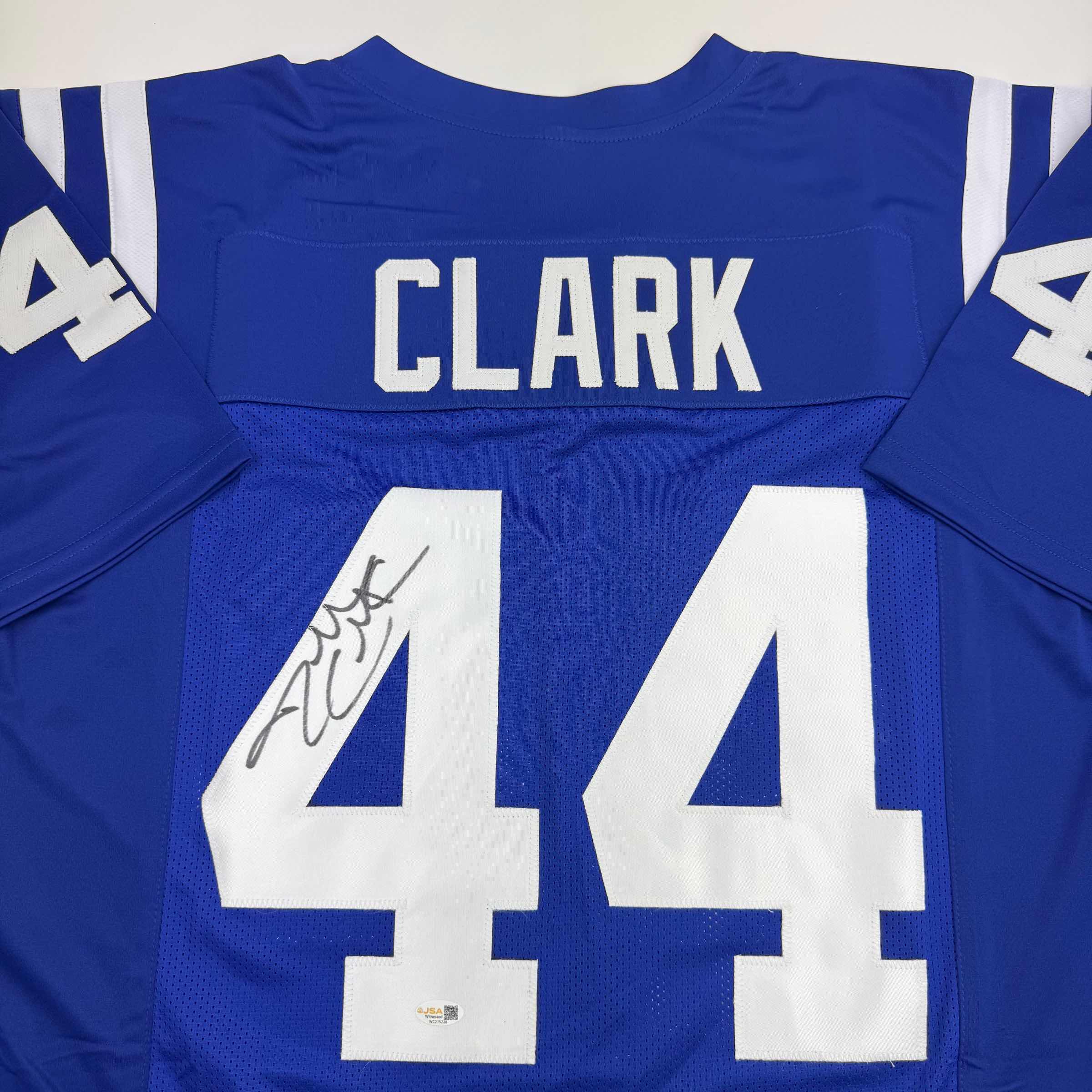 autographed-signed-dallas-clark-indianapolis-blue-football-jersey-jsa-coa