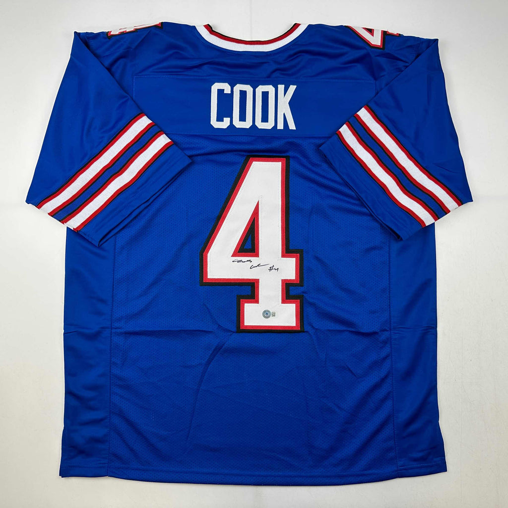 autographed-signed-james-cook-buffalo-blue-football-jersey-beckett-bas-coa