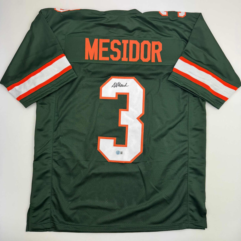 autographed-signed-akheem-mesidor-miami-green-college-football-jersey-beckett-bas-coa
