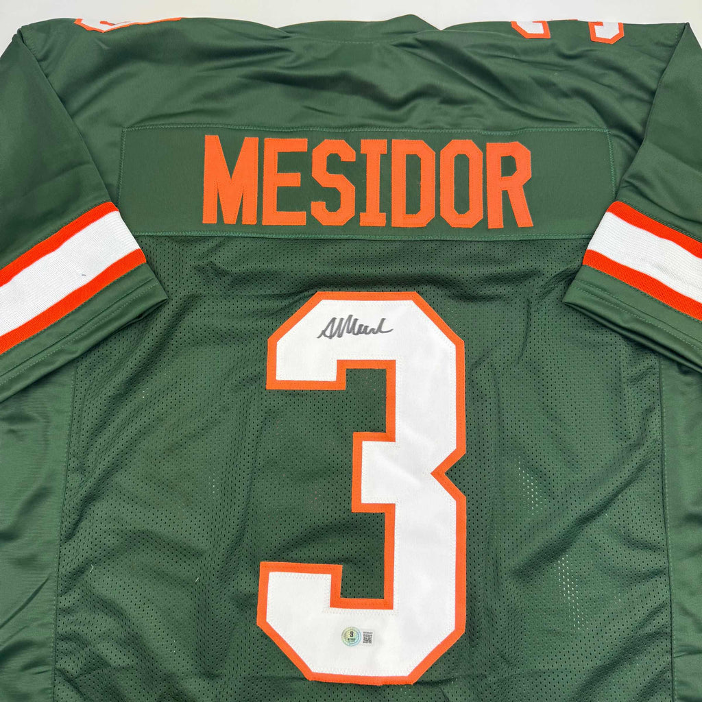 autographed-signed-akheem-mesidor-miami-green-college-football-jersey-beckett-bas-coa
