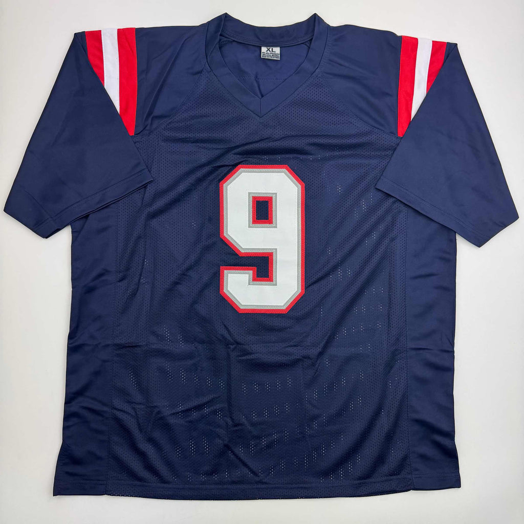 autographed-signed-kayshon-boutte-new-england-blue-football-jersey-beckett-bas-coa