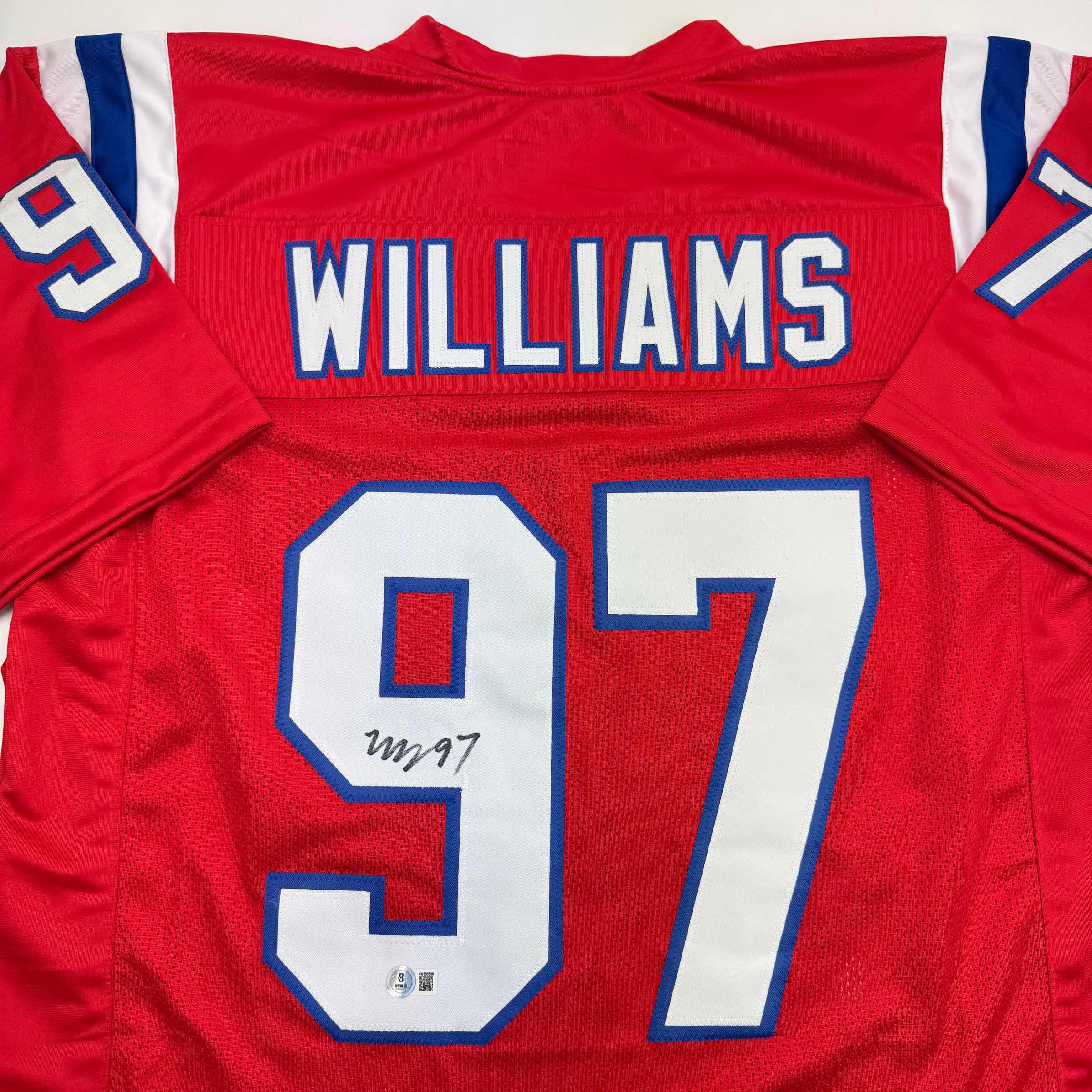 autographed-signed-milton-williams-new-england-red-football-jersey-beckett-bas-coa