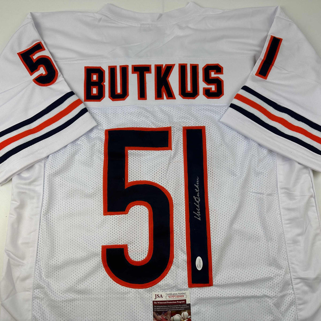 autographed-signed-dick-butkus-chicago-white-football-jersey-jsa-coa
