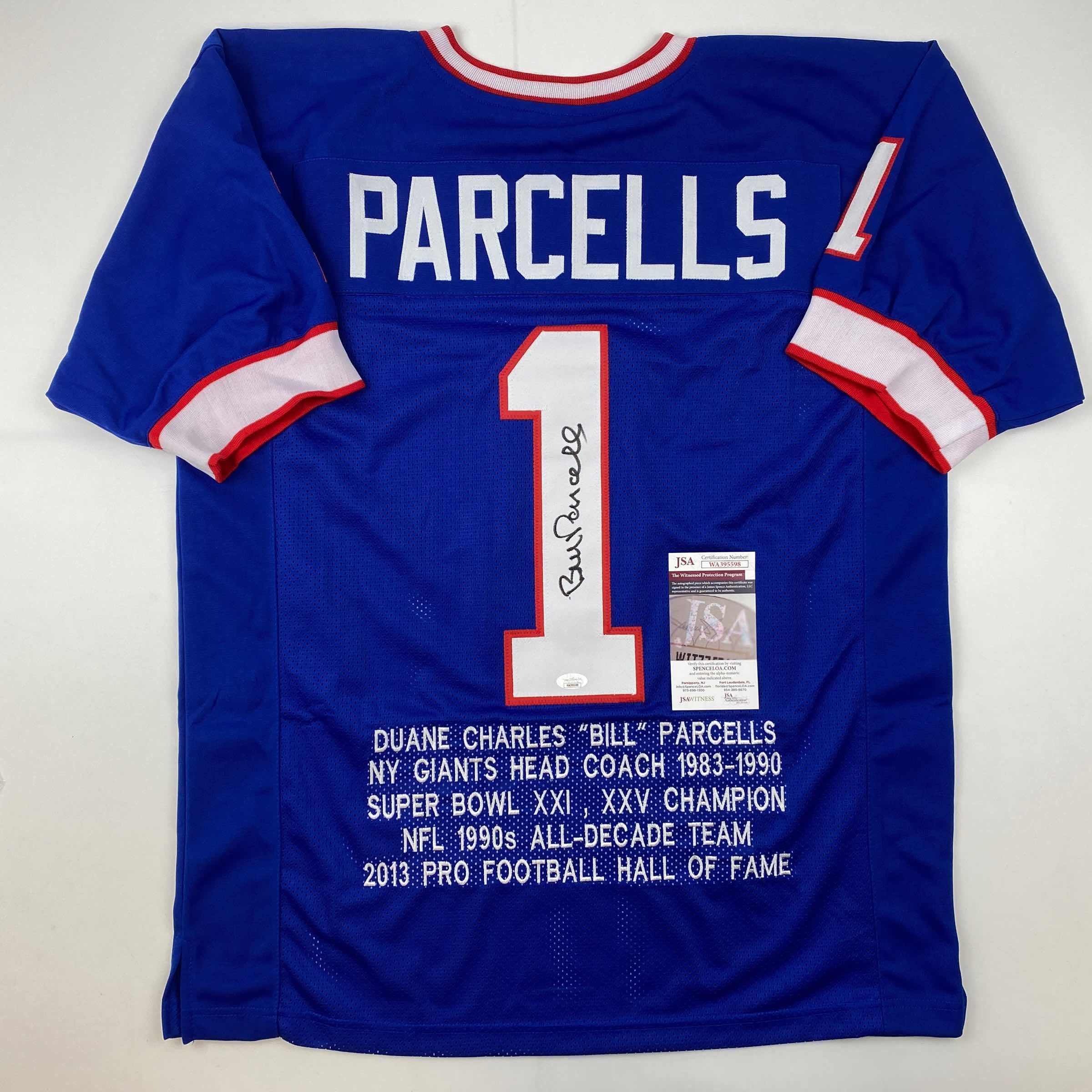 autographed-signed-bill-parcells-new-york-blue-stat-football-jersey-jsa-coa
