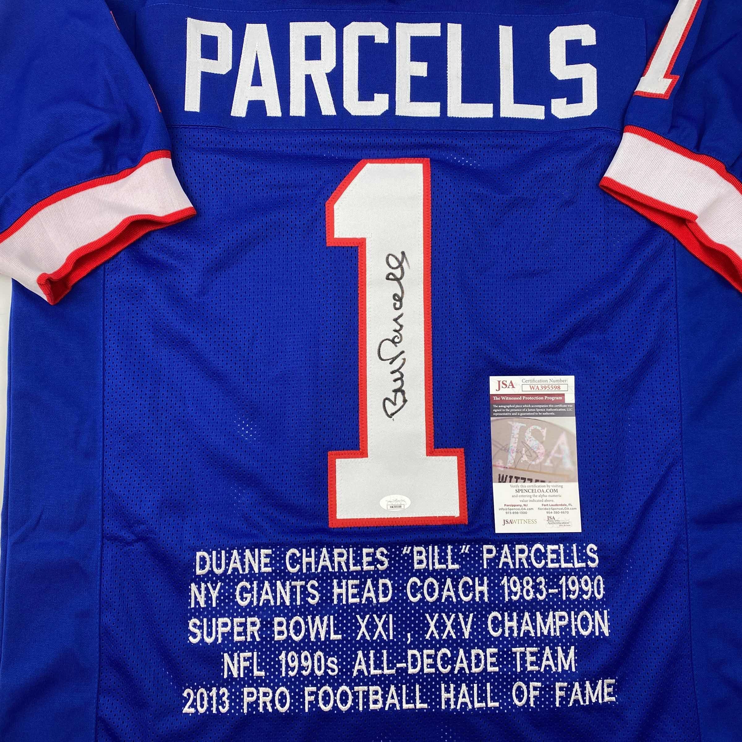 autographed-signed-bill-parcells-new-york-blue-stat-football-jersey-jsa-coa
