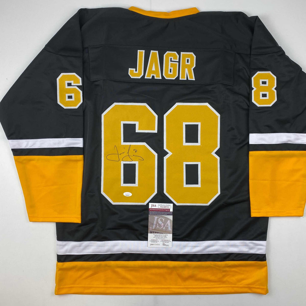 autographed-signed-jaromir-jagr-pittsburgh-black-hockey-jersey-jsa-coa