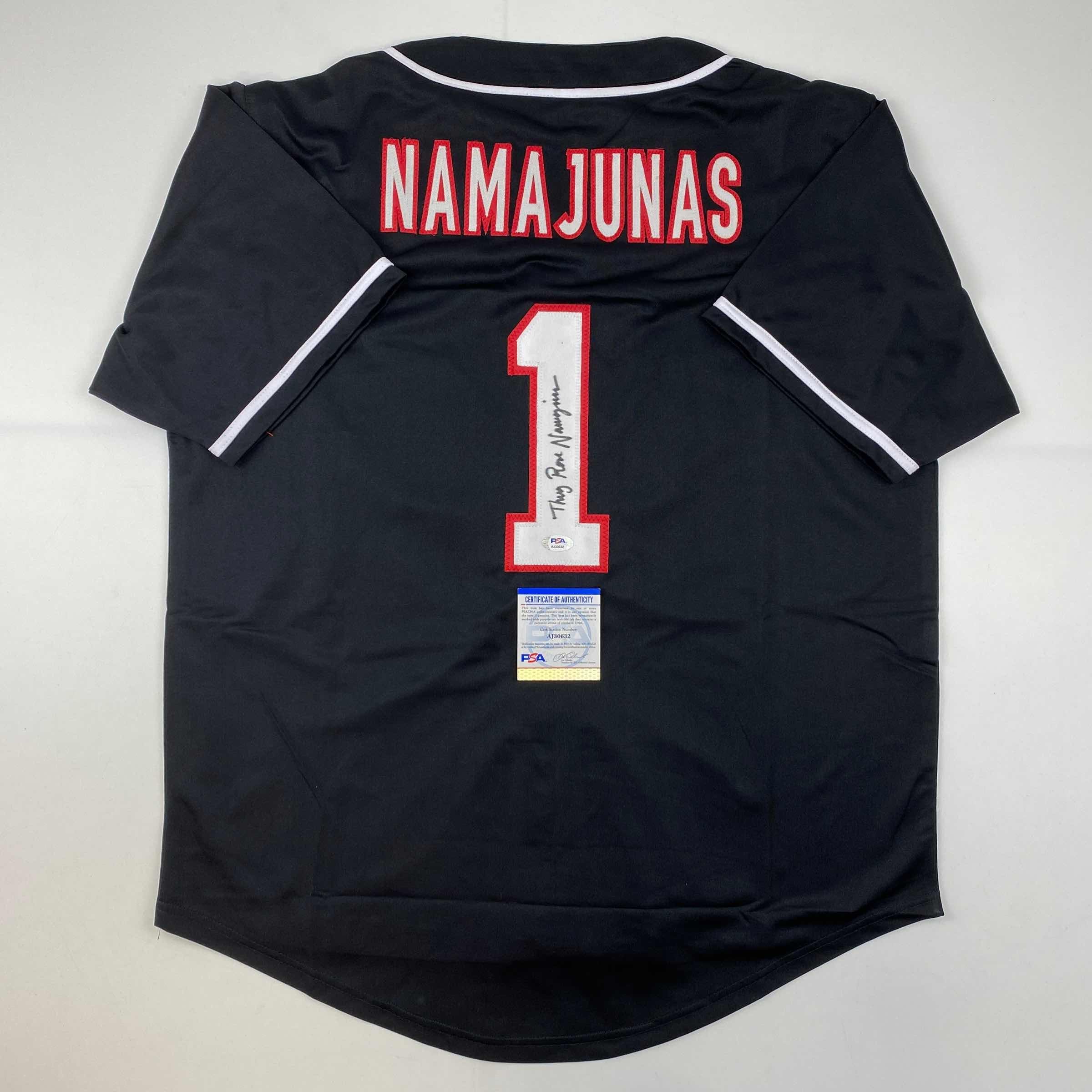 autographed-signed-thug-rose-namajunas-ufc-mma-black-ultimate-fighting-jersey-shirt-psa-dna-coa