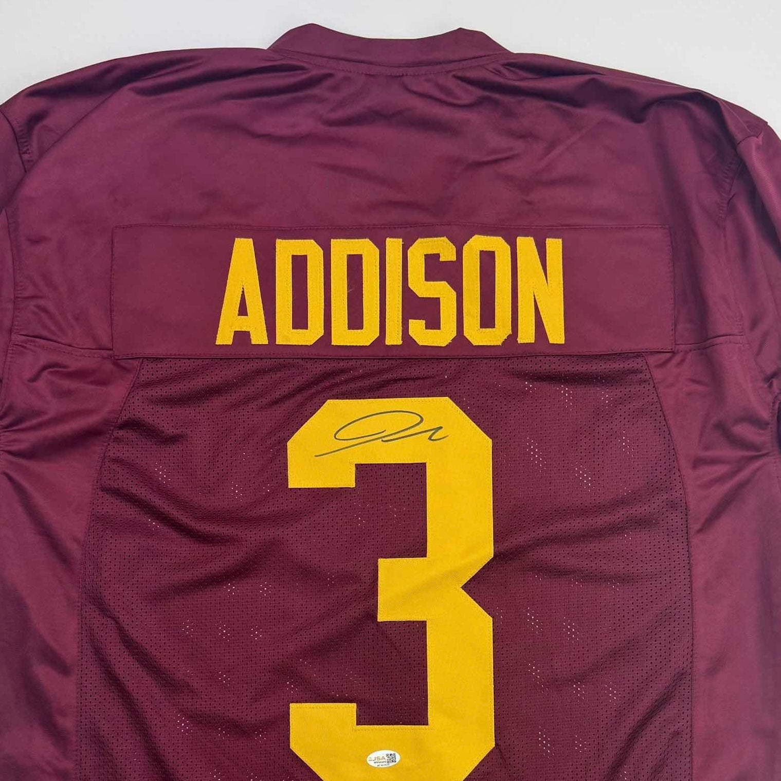 autographed-signed-jordan-addison-usc-southern-cal-red-college-football-jersey-jsa-coa
