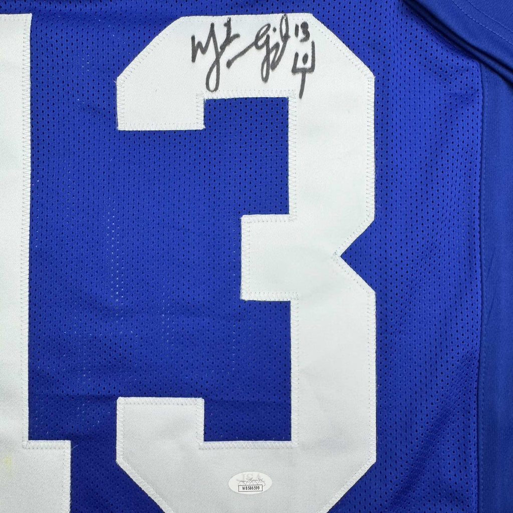autographed-signed-mike-vanderjagt-indianapolis-blue-football-jersey-jsa-coa